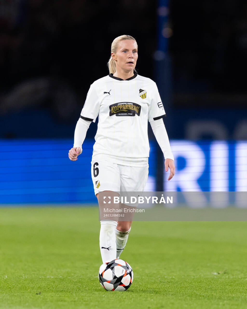 Josefine Rybrink of Häcken during the UEFA Women's Champions League football match quarterfinal two between Paris Saint Germain and Häcken on March 28, 2024 in Paris.