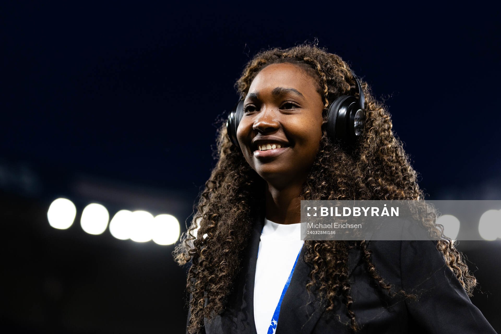 Aisha Masaka of Häcken ahead of the UEFA Women's Champions League football match quarterfinal two between Paris Saint Germain and Häcken on March 28, 2024 in Paris.