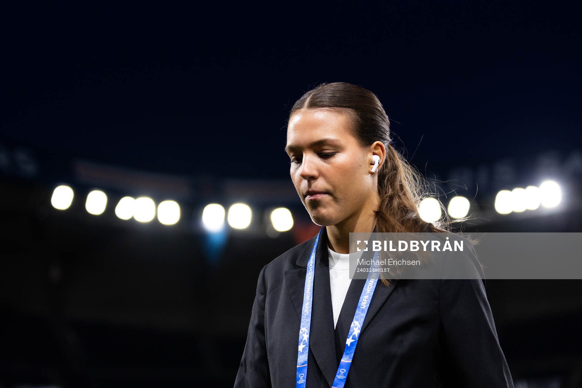 Goalkeeper Kajsa Höglund Jansson of Häcken ahead of the UEFA Women's Champions League football match quarterfinal two between Paris Saint Germain and Häcken on March 28, 2024 in Paris.