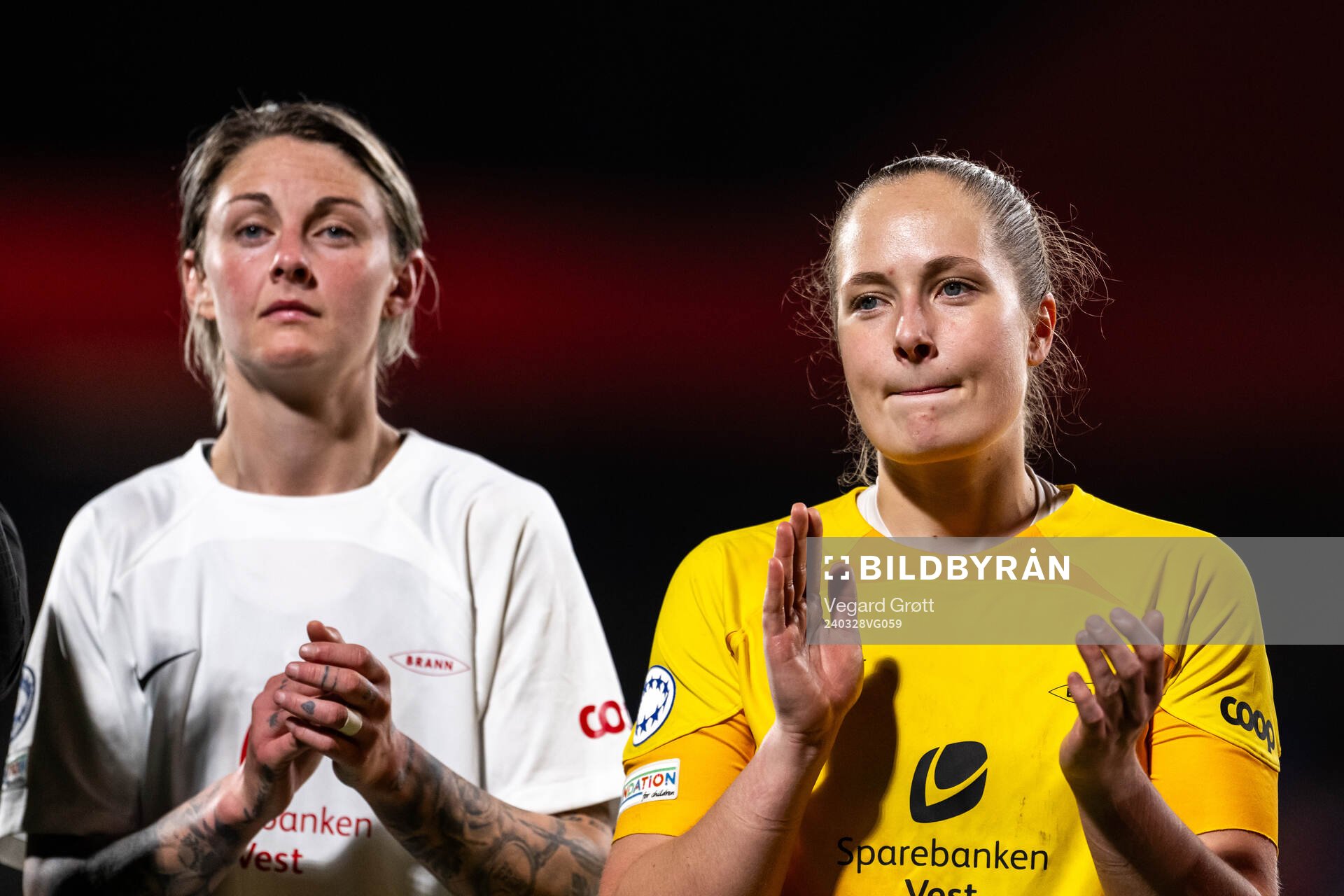 Larissa Crummer and goalkeeper Aurora Mikalsen of Brann
