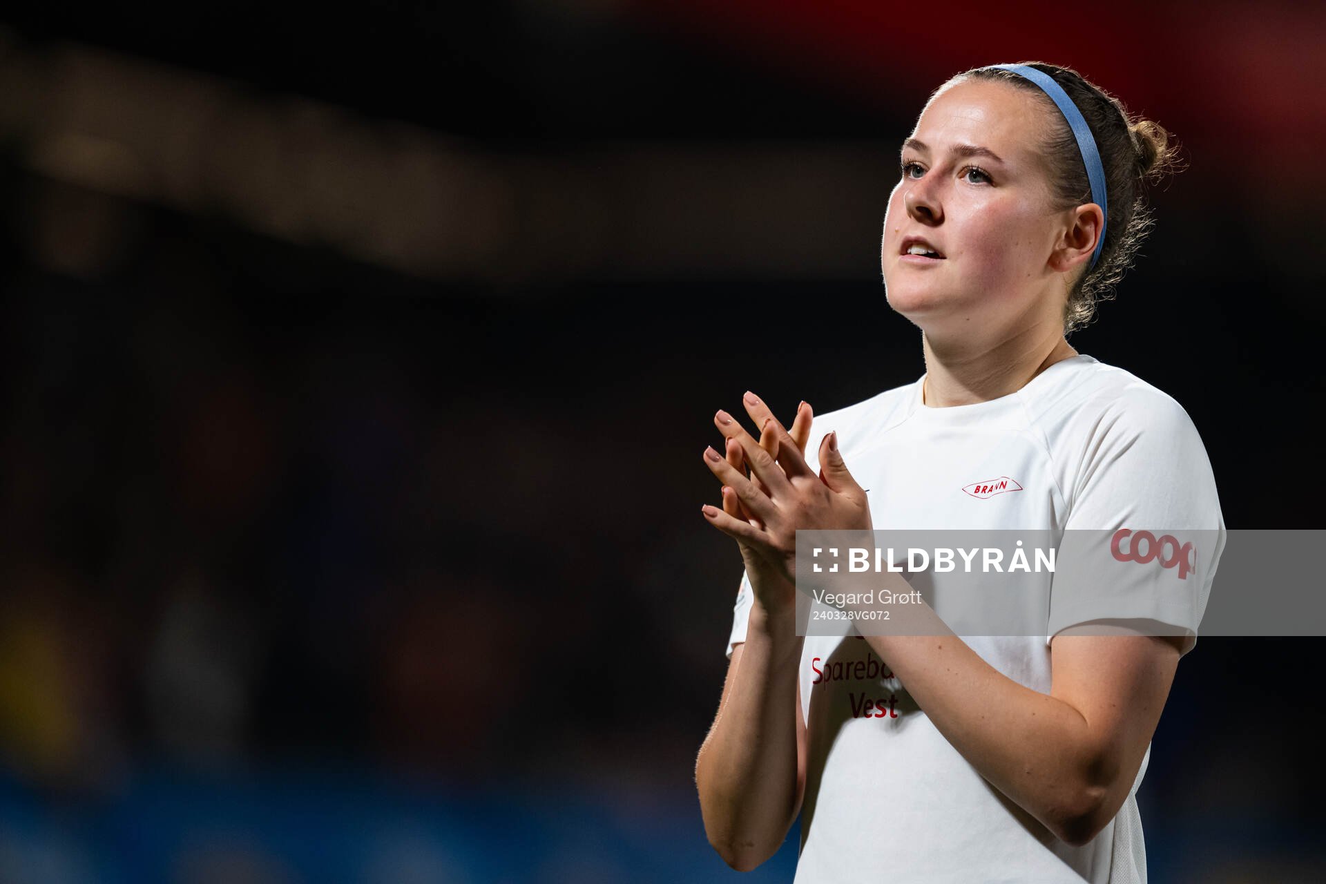 Joanna Tynnilä of Brann after the UEFA Women's Champions League quarterfinal football match between Barcelona and Brann on March 28, 2024 in Barcelona.