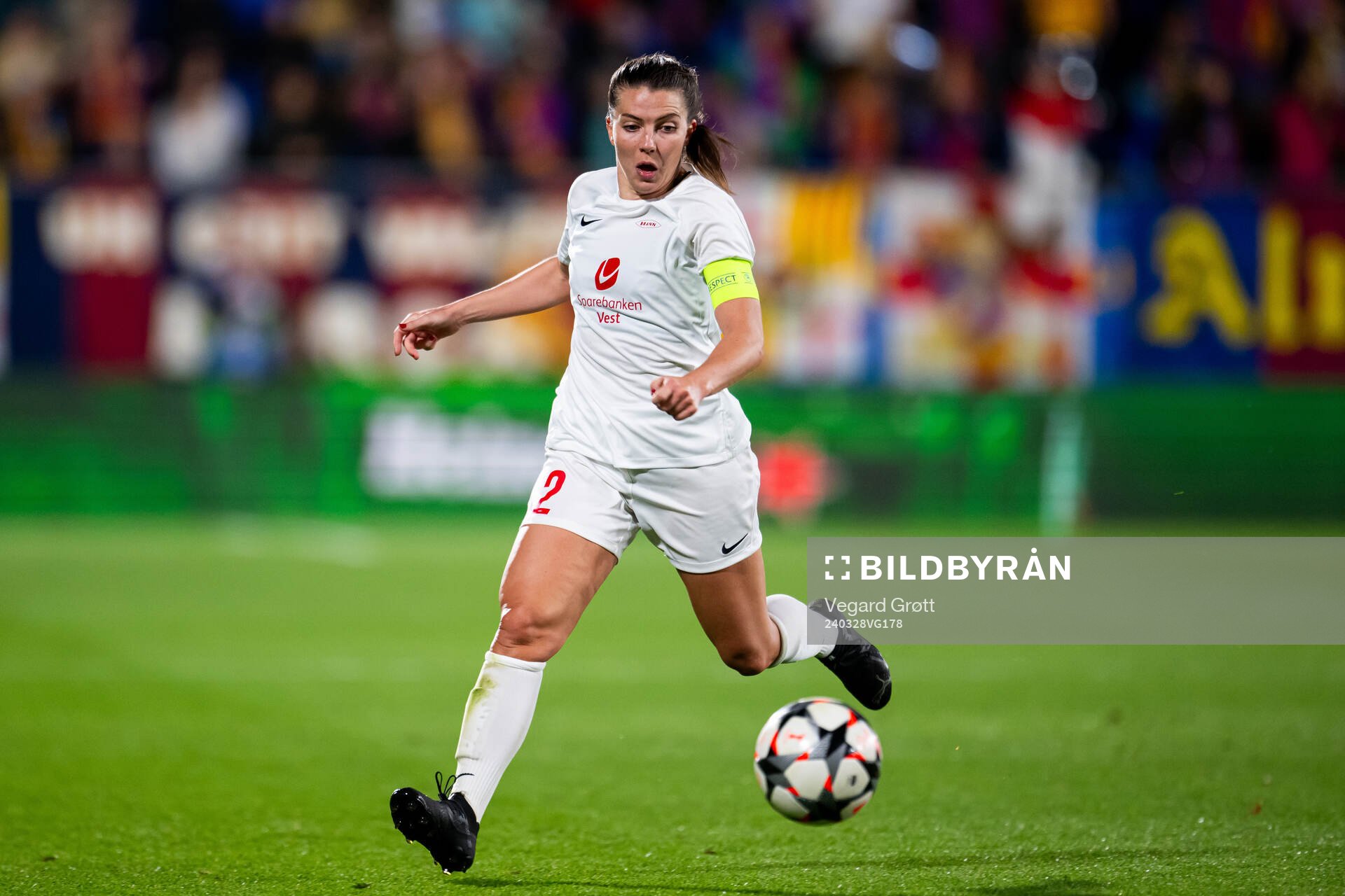 Cecilie Redisch Kvamme of Brann during the UEFA Women's Champions League quarterfinal football match between Barcelona and Brann on March 28, 2024 in Barcelona.