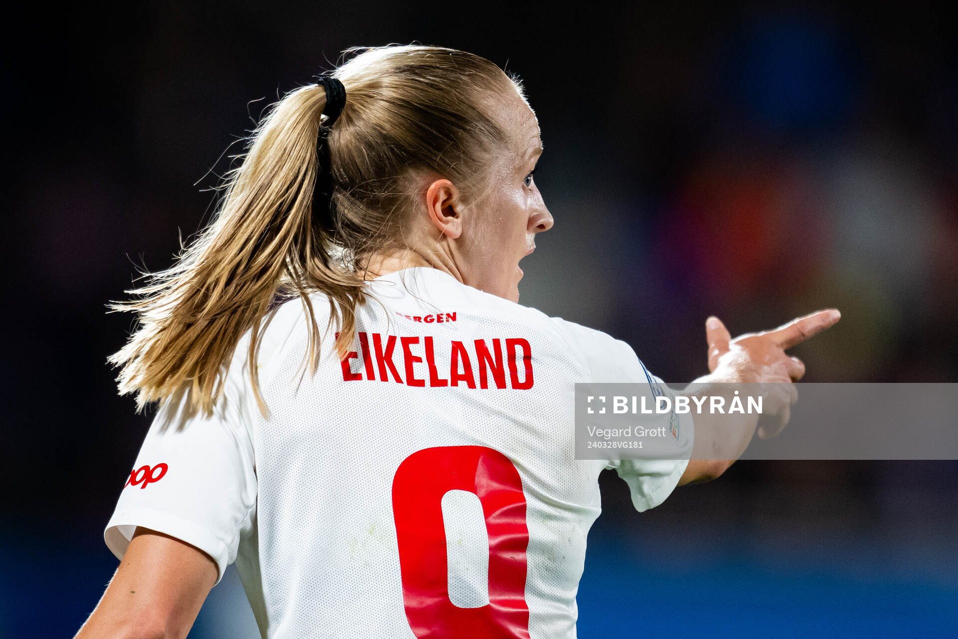 Amalie Eikeland of Brann during the UEFA Women's Champions League quarterfinal football match between Barcelona and Brann on March 28, 2024 in Barcelona.