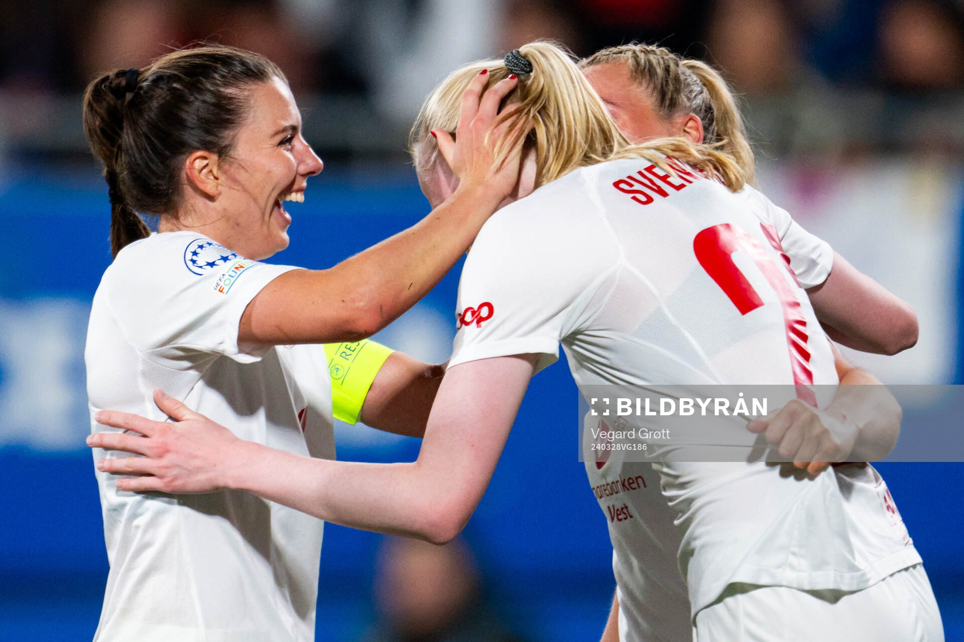 Tomine Svendheim of Brann celebrates with teammate Cecilie