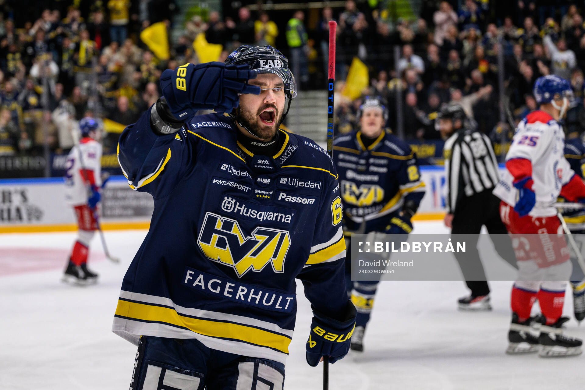 HV71s Oliwer Kaski jublar