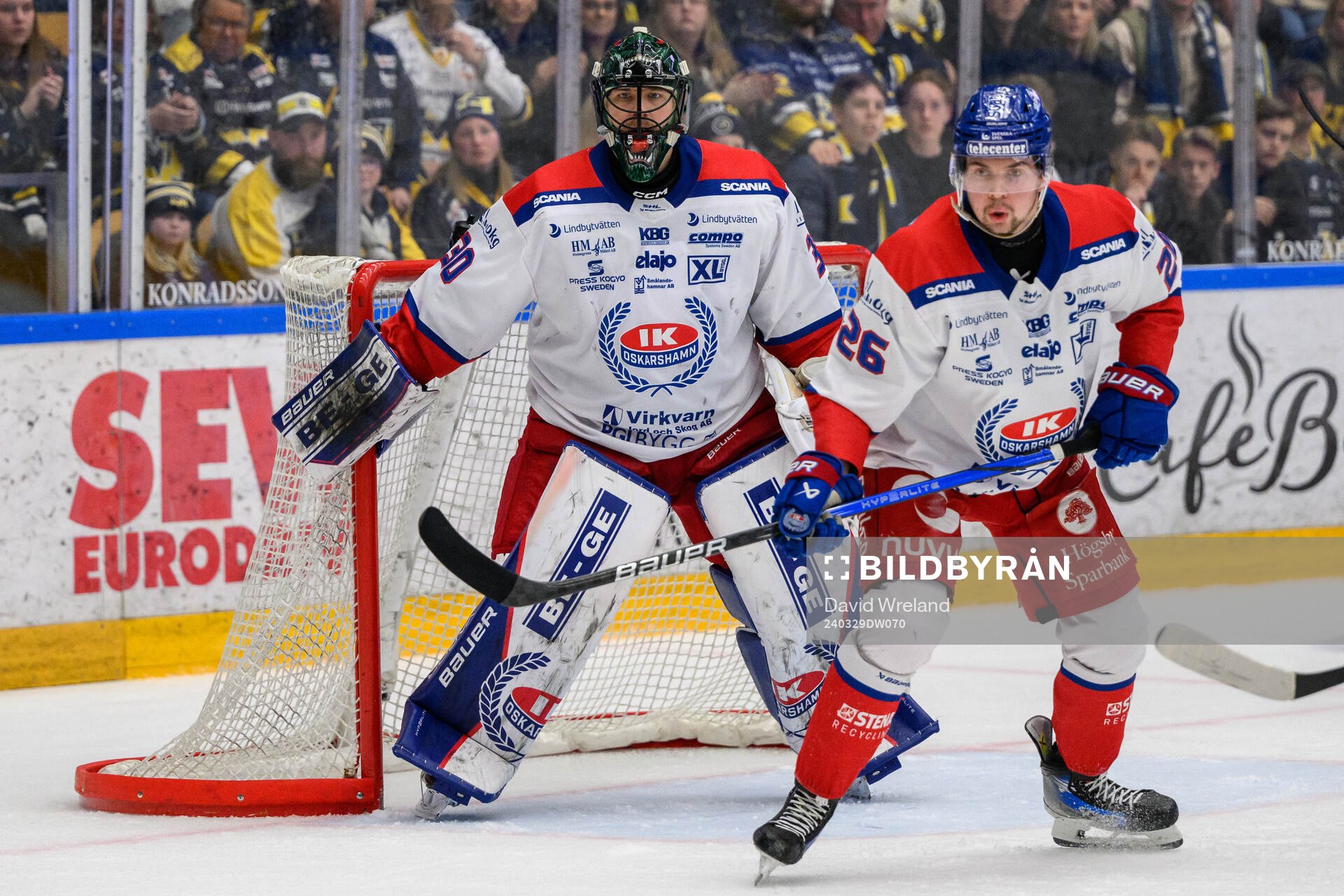Oskarshamns målvakt Tomas Rydén och Lukas Pilö