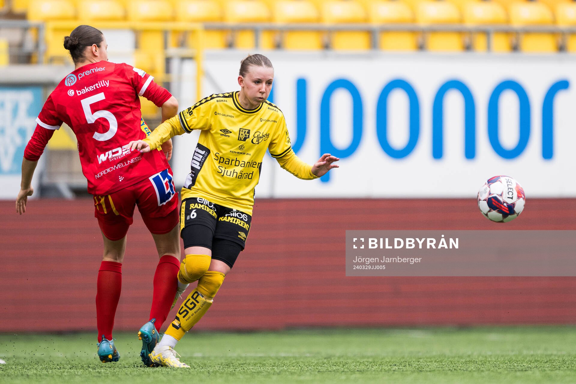 Elfsborgs Hanna Gunnarsson under träningsmatchen mellan Elfsborg och Rössö den 29 mars 2024 i Borås. 