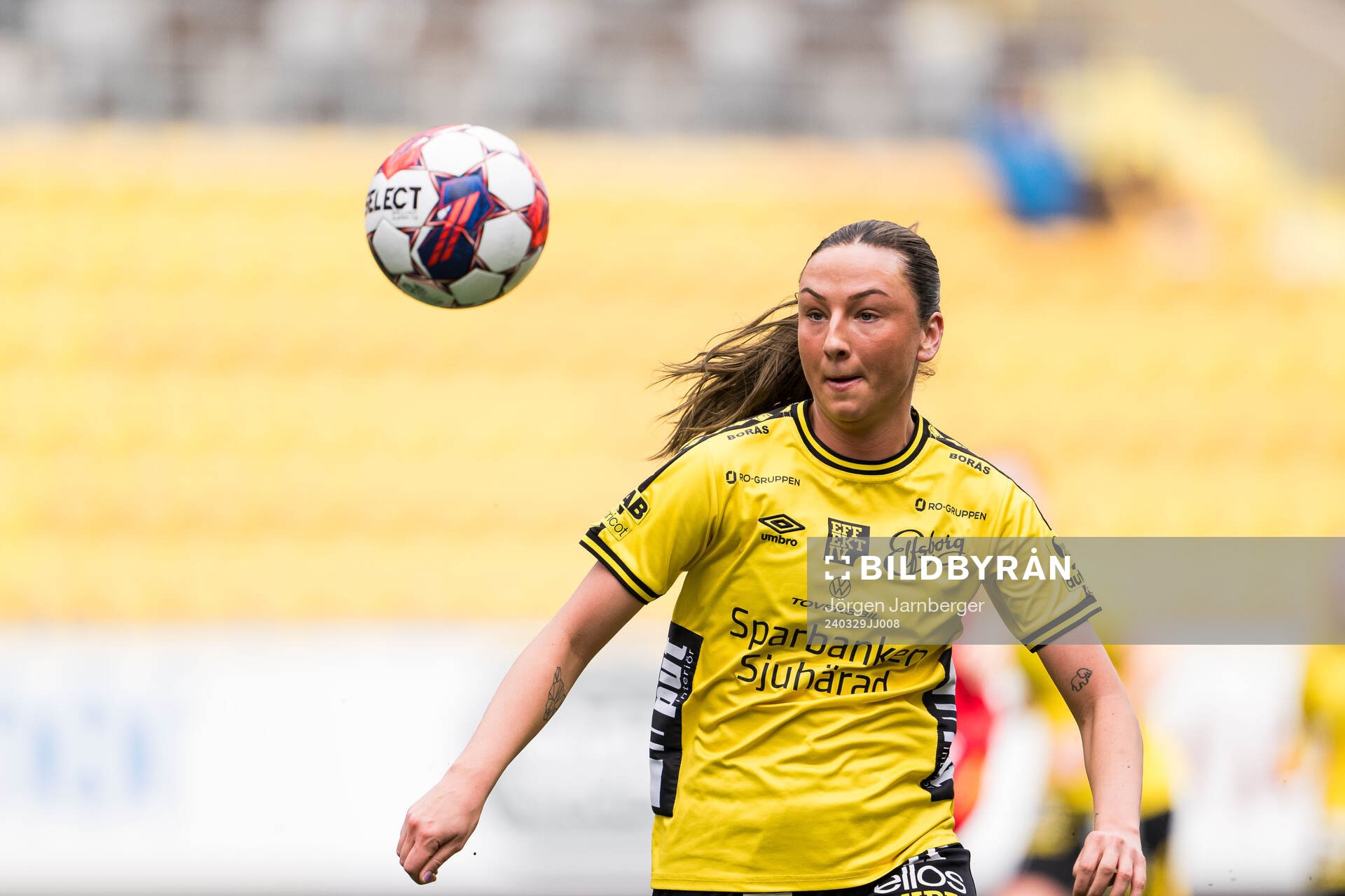 Elfsborgs Stina Jensen under träningsmatchen mellan Elfsborg och Rössö den 29 mars 2024 i Borås. 