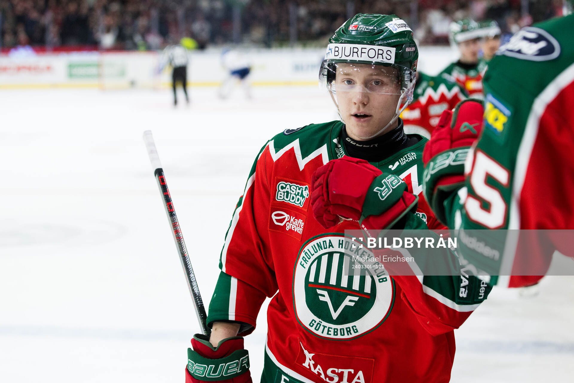 Frölundas Noah Hasa jublar