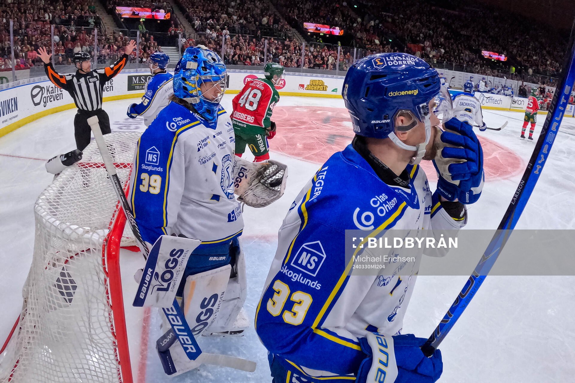 Leksands målvakt Filip Larsson och Eddie Larsson
