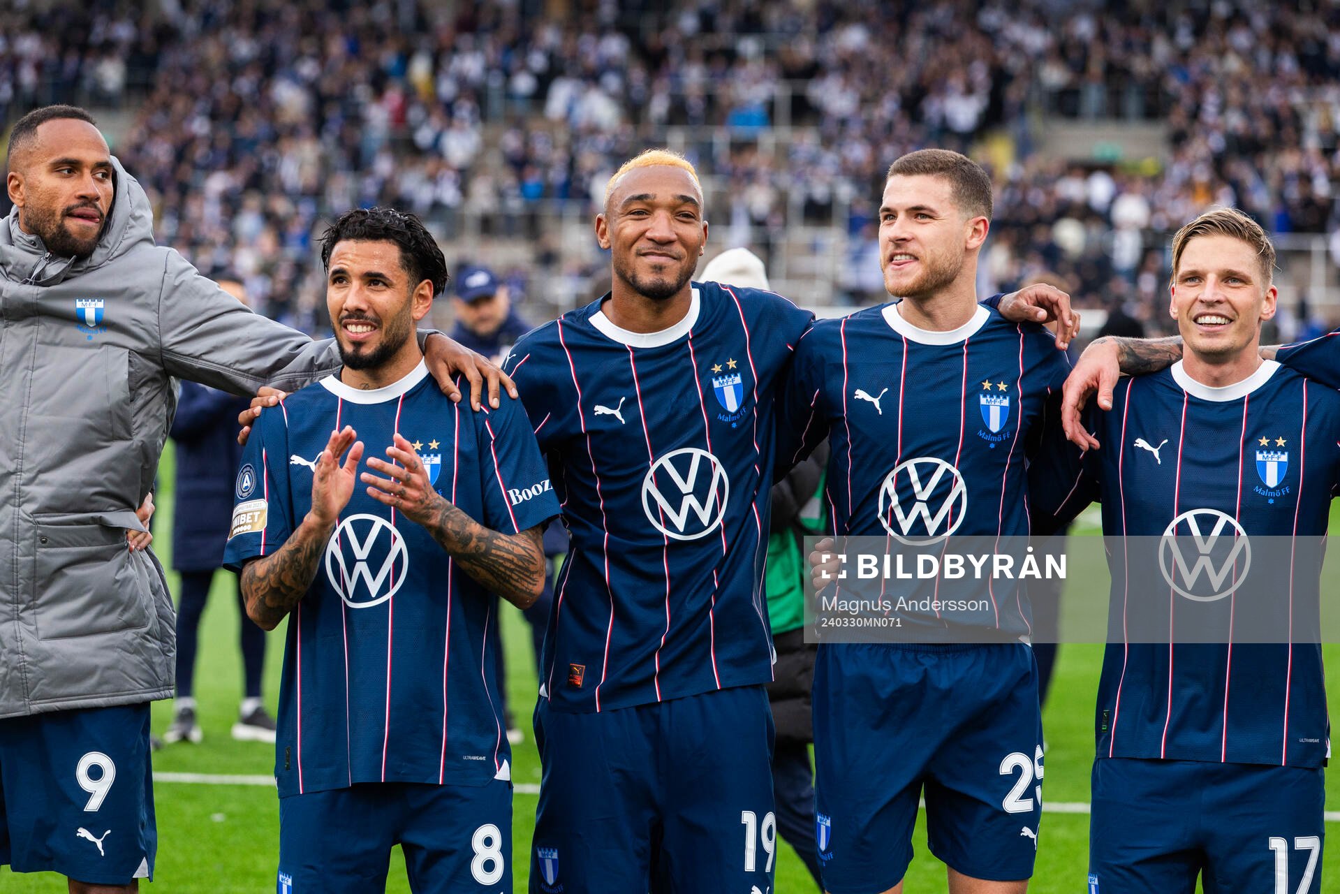 Malmö FFs Isaac Kiese Thelin, Sergio Pena, Derek