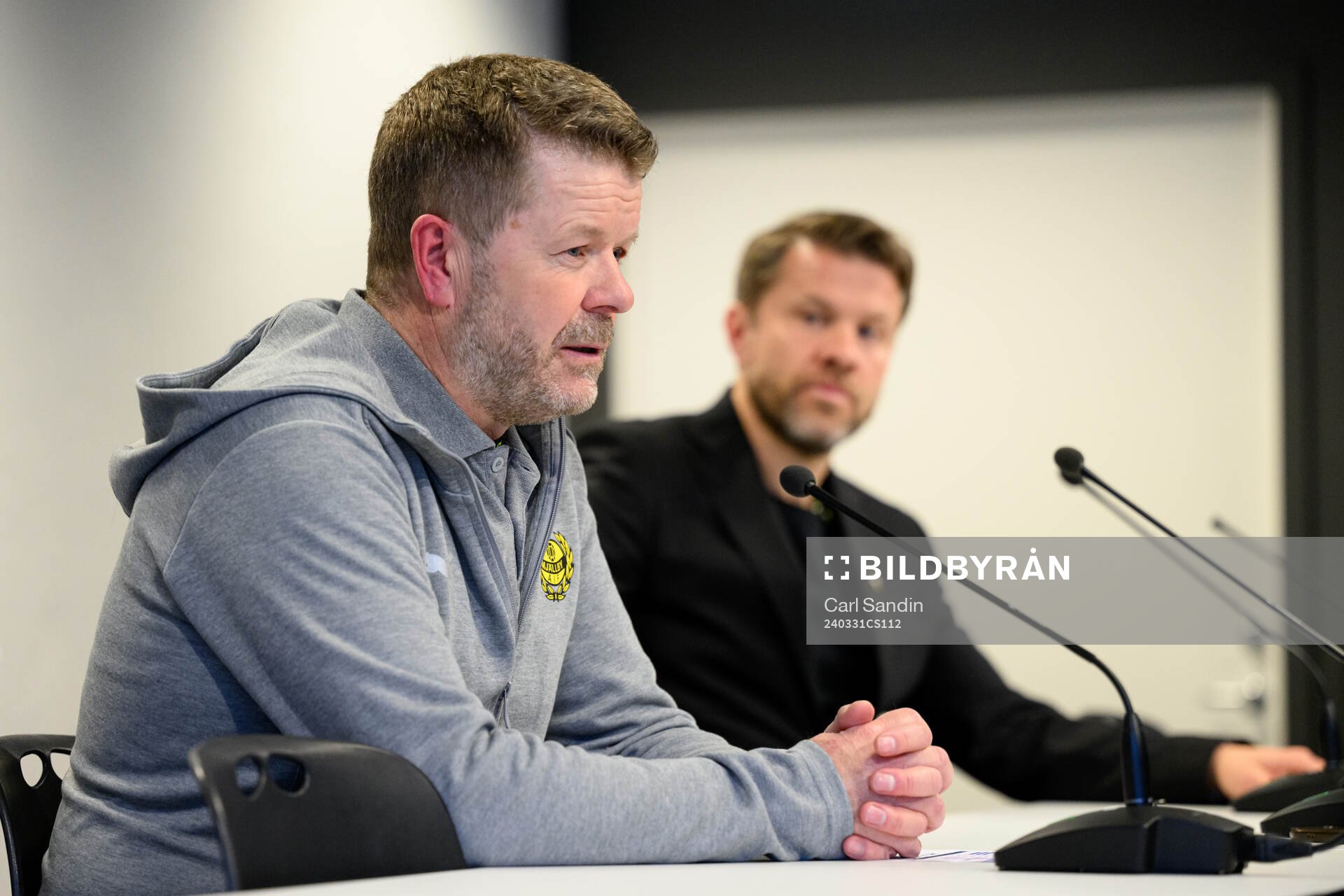 Mjällbys tränare Anders Torstensson på presskonferensen