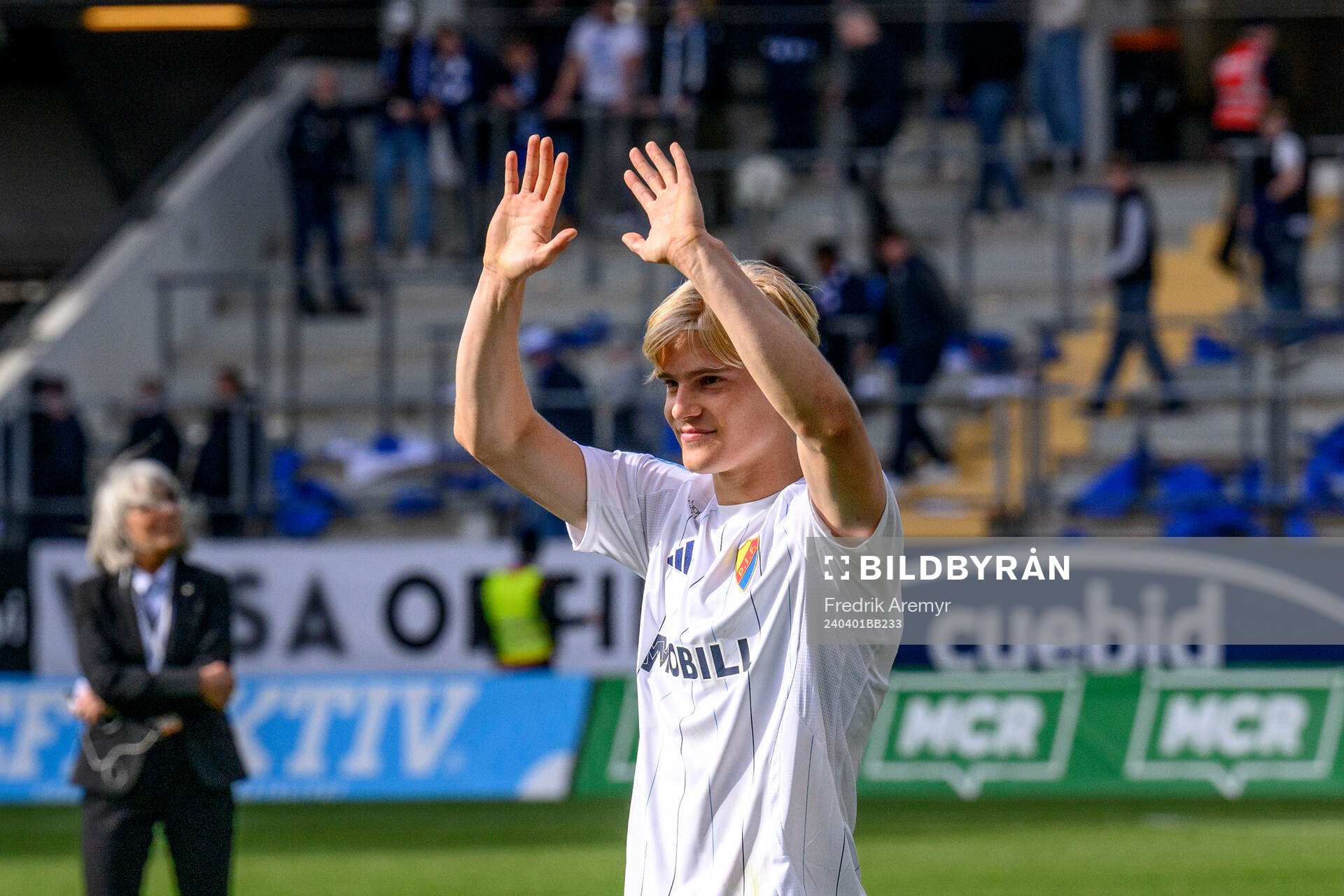 Djurgårdens Lucas Bergvall jublar efter fotbollsmatchen i Allsvenskan mellan IFK Göteborg och Djurgården den 1 april 2024 i Göteborg.