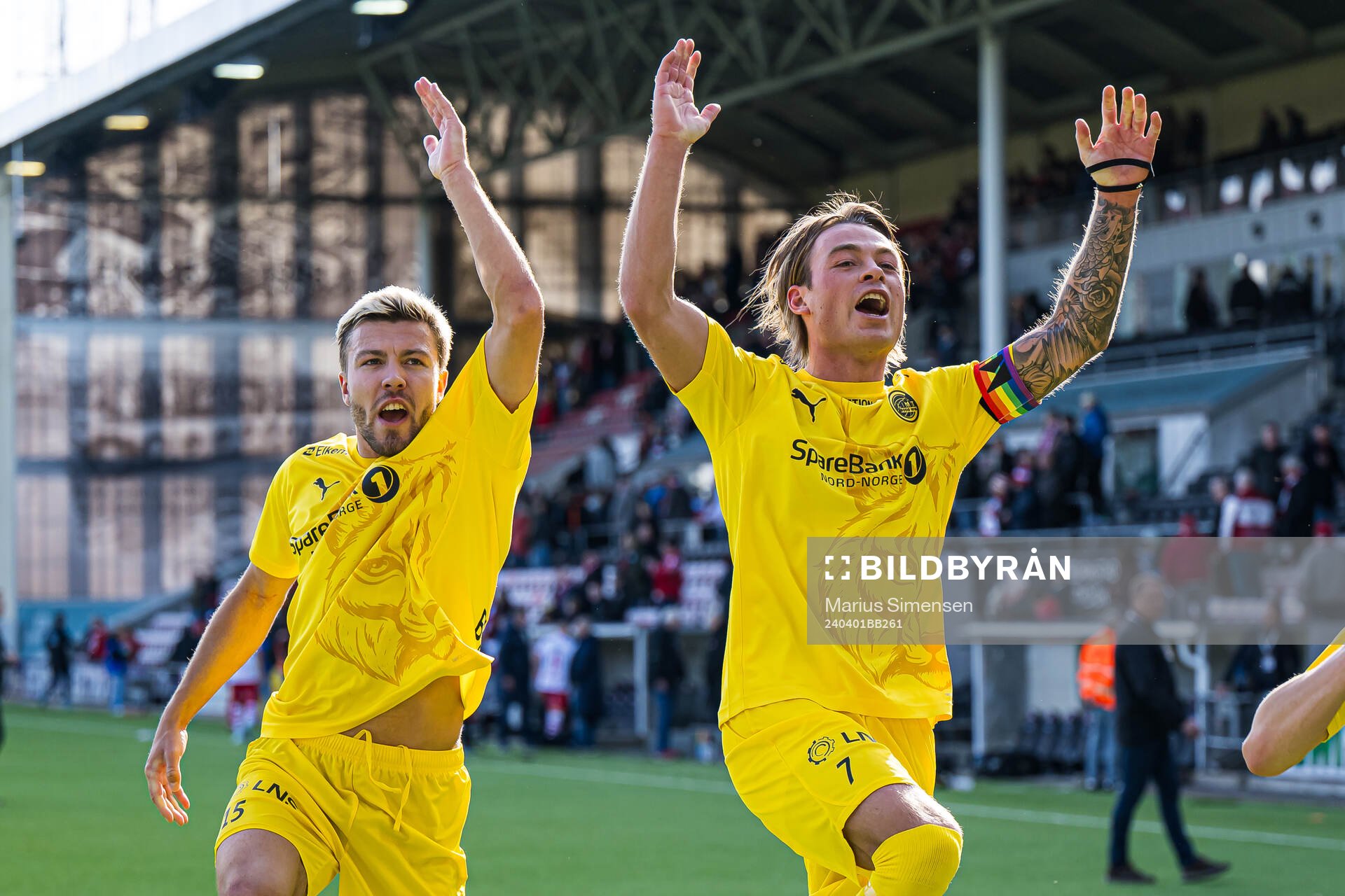 Fredrik Bjørkan and Patrick Berg of Bodø/Glimt celebrates