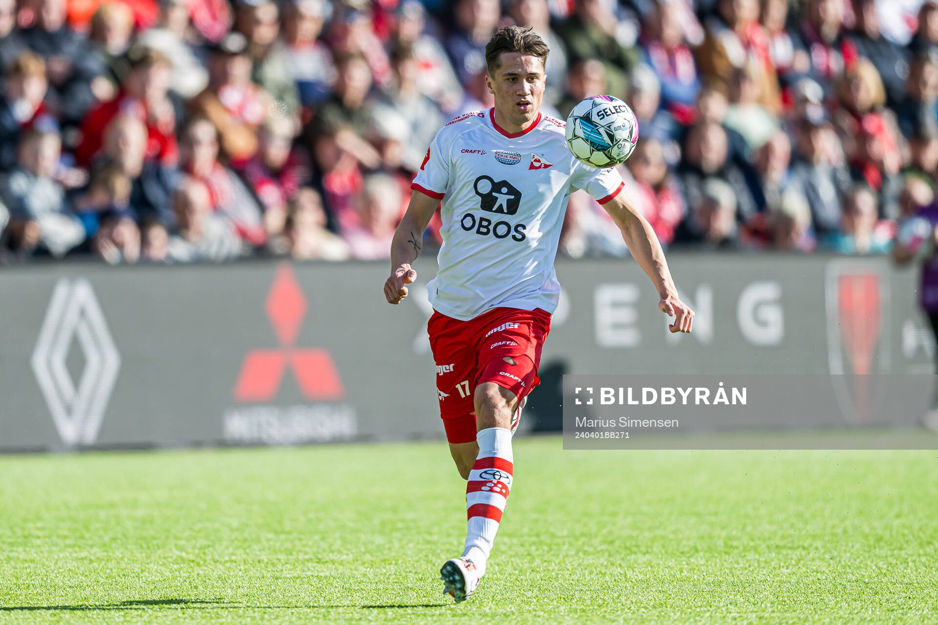 Sigurd Kvile of Fredrikstad during the Eliteserien match between Fredrikstad and Bodø/Glimt on April 1, 2024 in Fredrikstad.