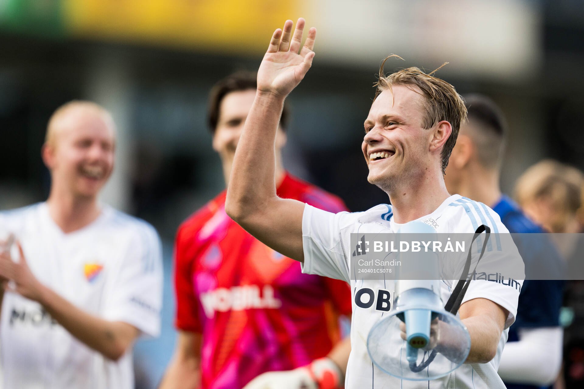 Djurgårdens Tobias Gulliksen jublar efter fotbollsmatchen i Allsvenskan mellan IFK Göteborg och Djurgården den 1 april 2024 i Göteborg.