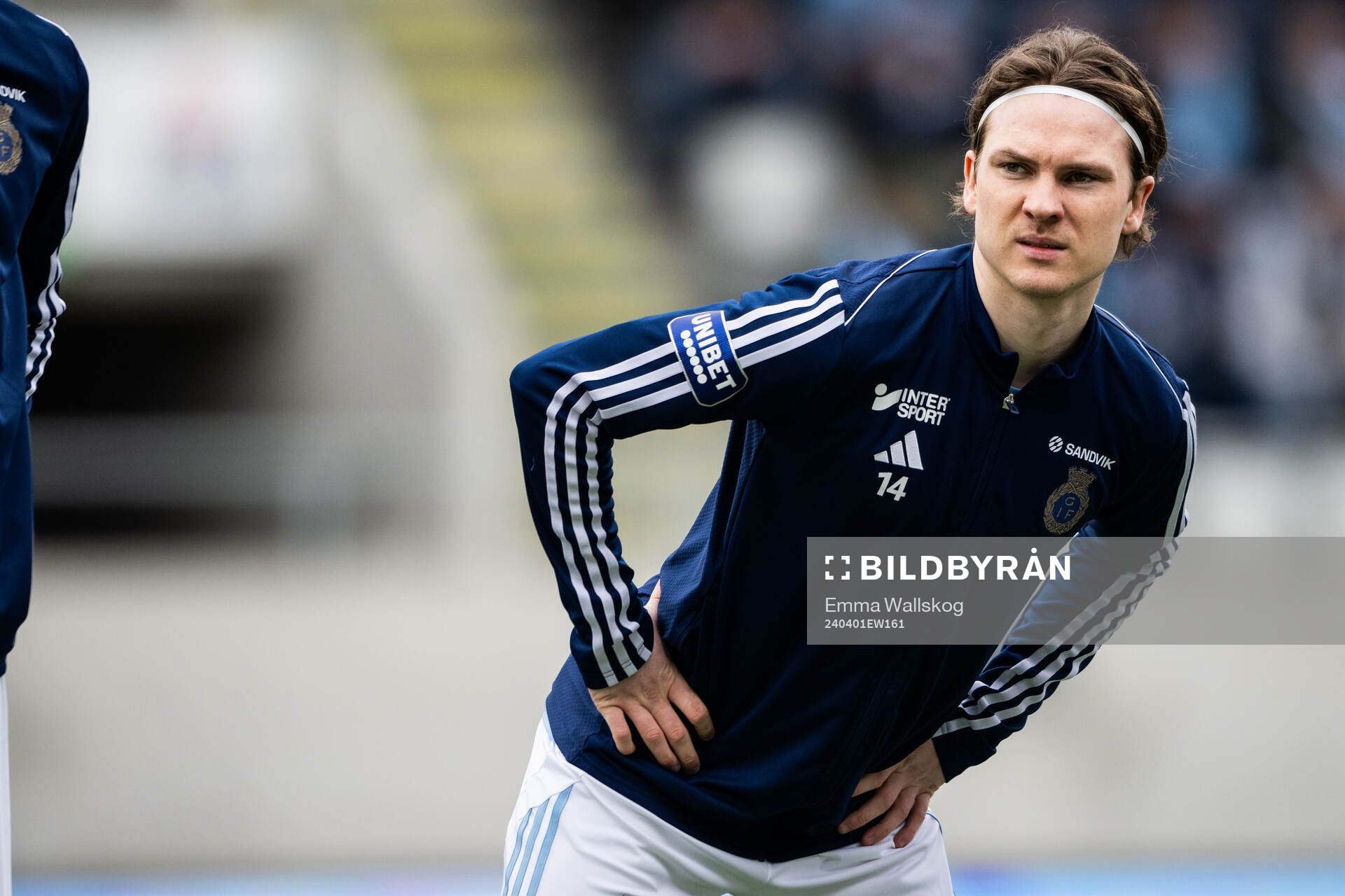 Gefles Sebastian Friman inför fotbollsmatchen i Superettan mellan Gefle och Helsingborg den 1 april 2024 i Gävle. 