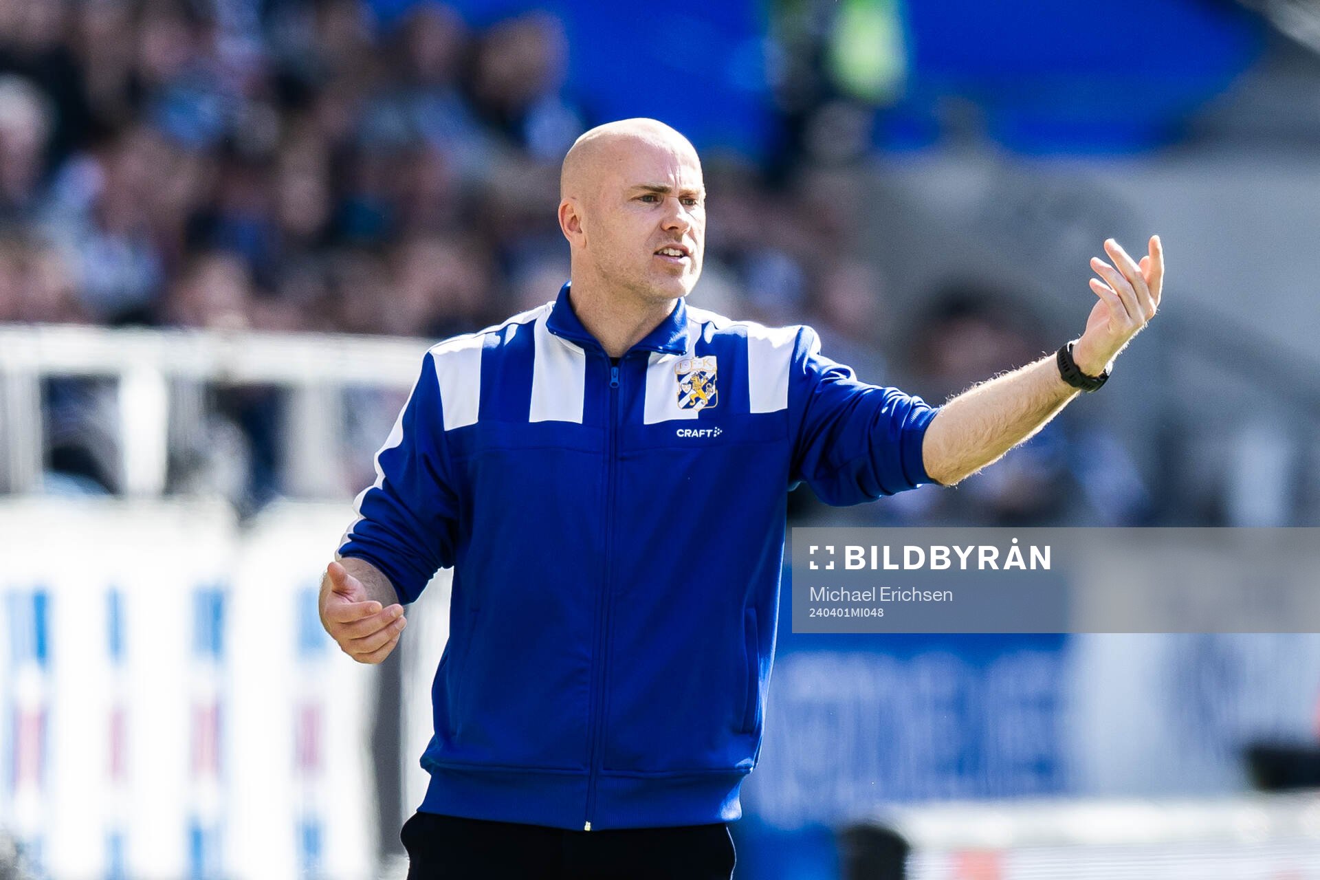 IFK Göteborgs tränare Jens Berthel Askou under fotbollsmatchen i Allsvenskan mellan IFK Göteborg och Djurgården den 1 april 2024 i Göteborg.