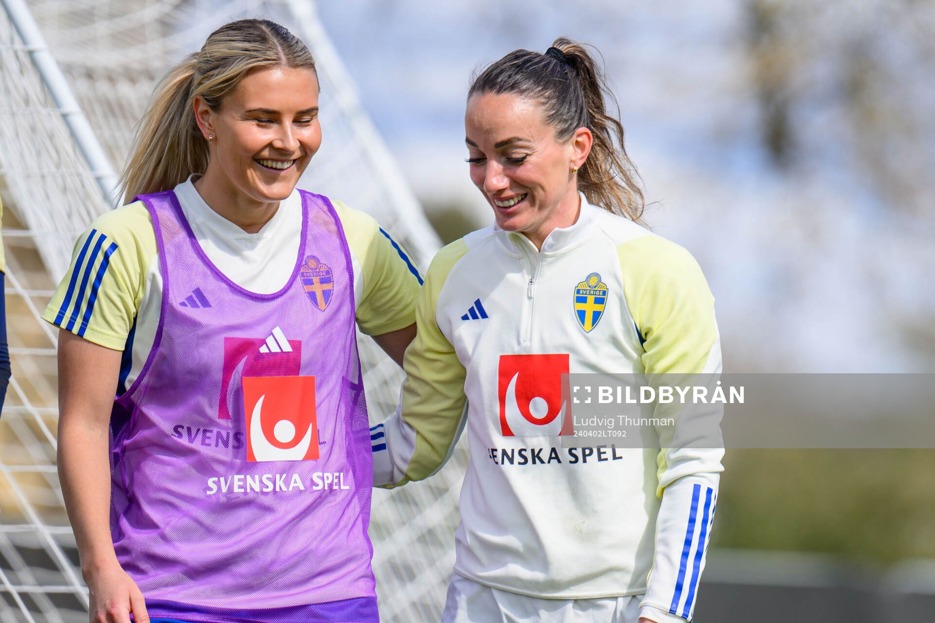 Amanda Nildén and Kosovare Asllani of Sweden of the