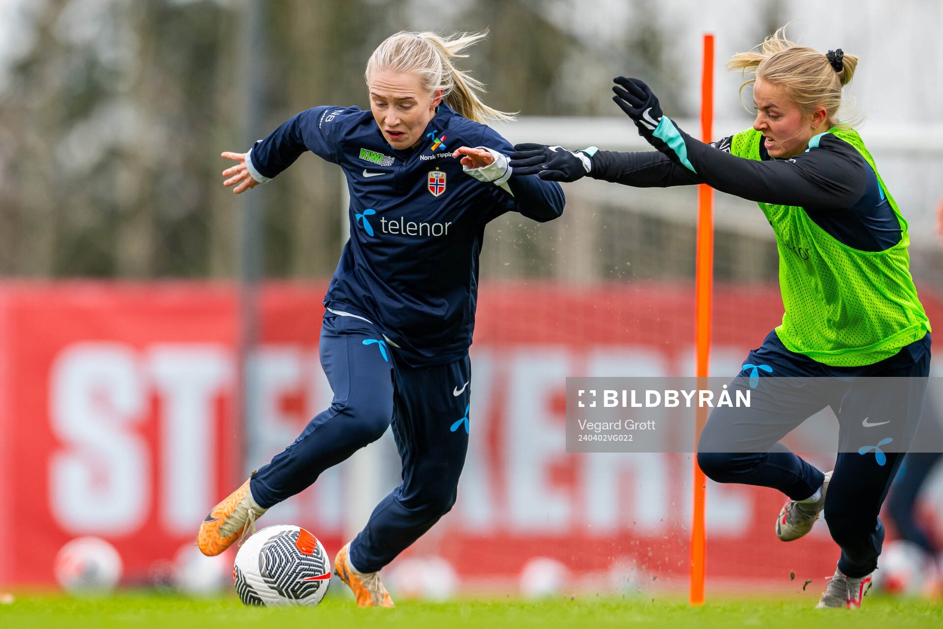 Thea Bjelde and Emilie Woldvik of the Norwegian women's