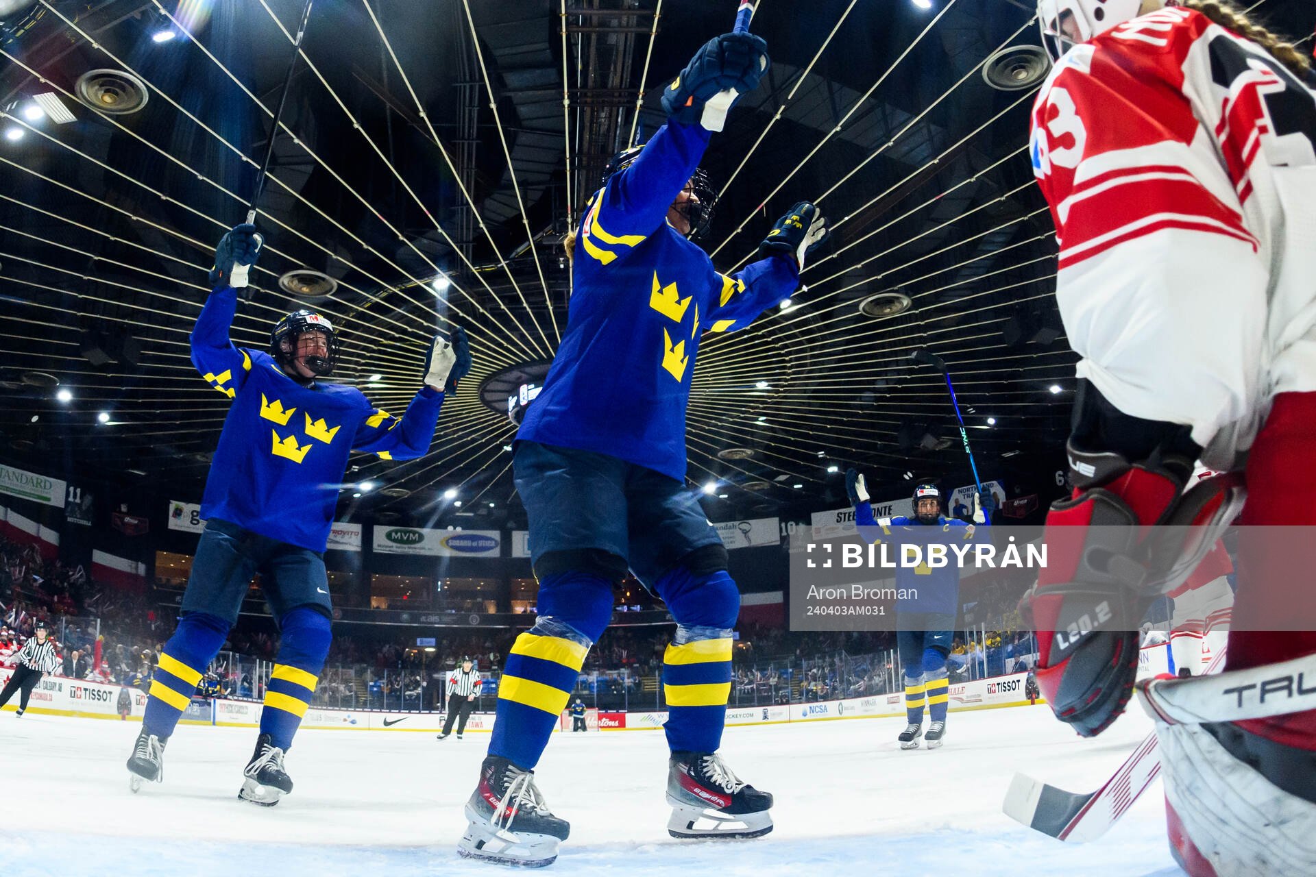 Sara Hjalmarsson and Sofie Lundin of Sweden celebrates