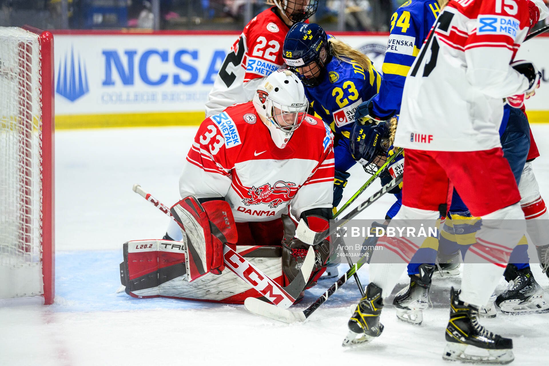 Goaltender Emma-Sofie Nordstrom of Denmark and Thea