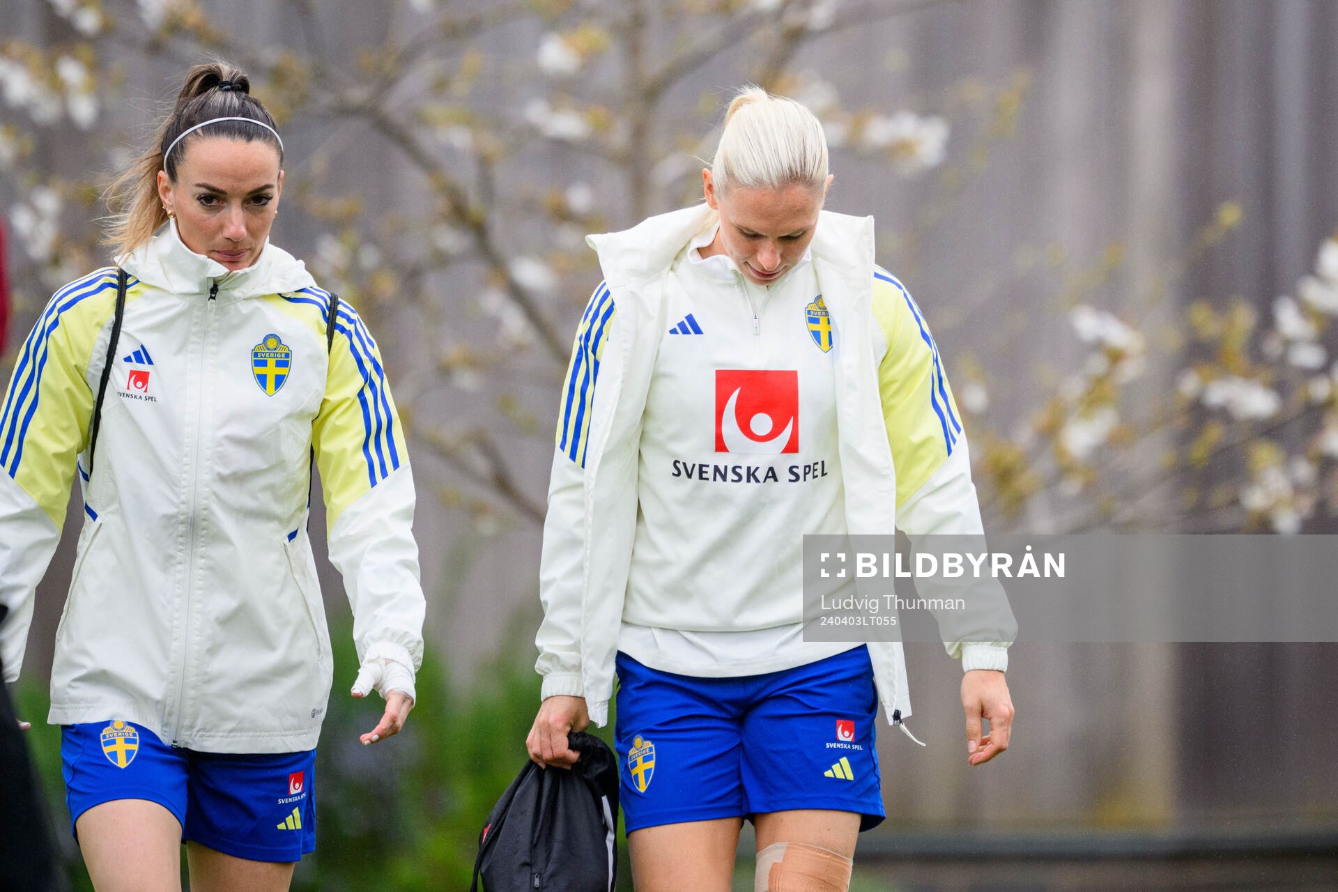 Kosovare Asllani and Jonna Andersson of Sweden of the