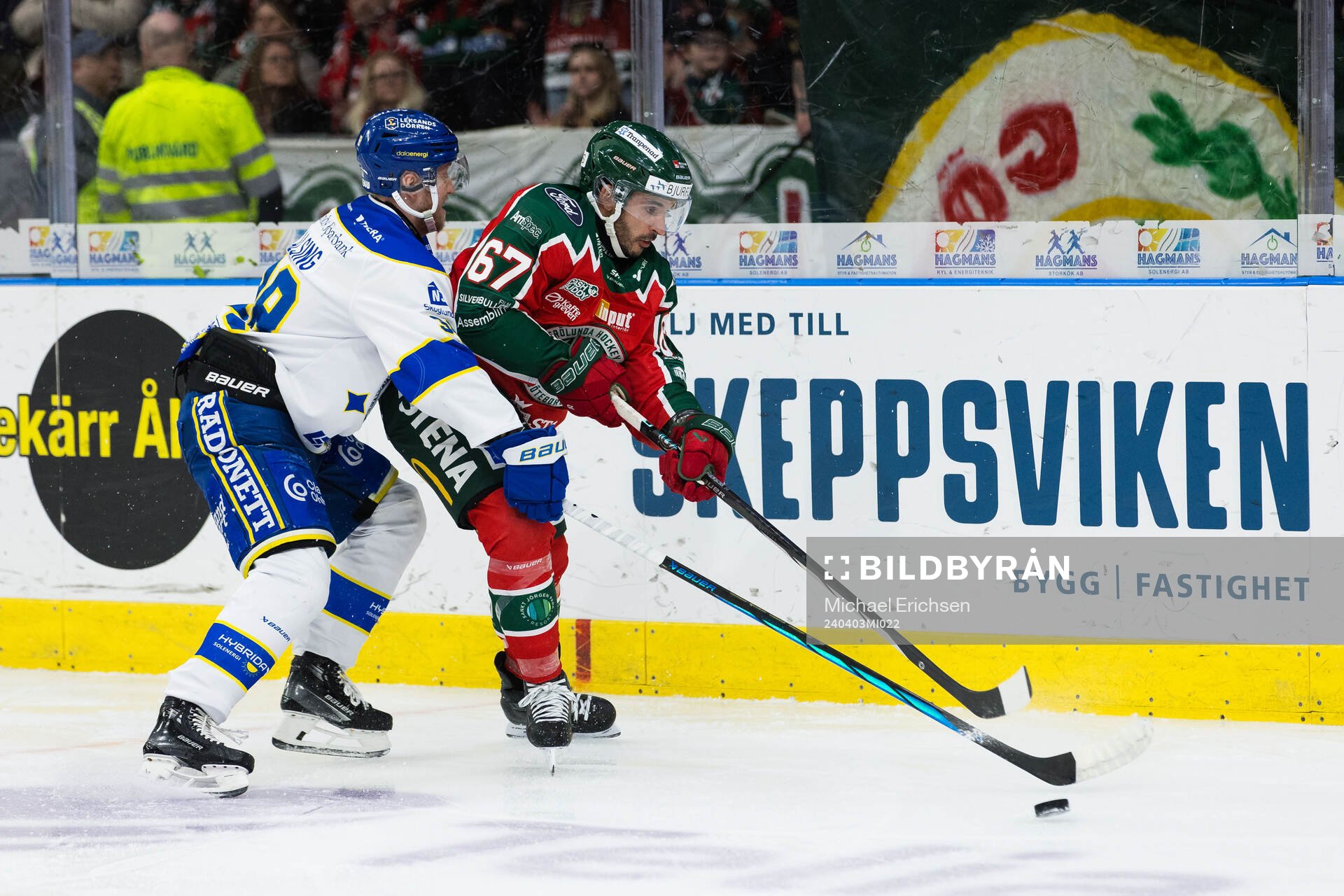 Leksands Olle Alsing och Frölundas Jayden Halbgewachs