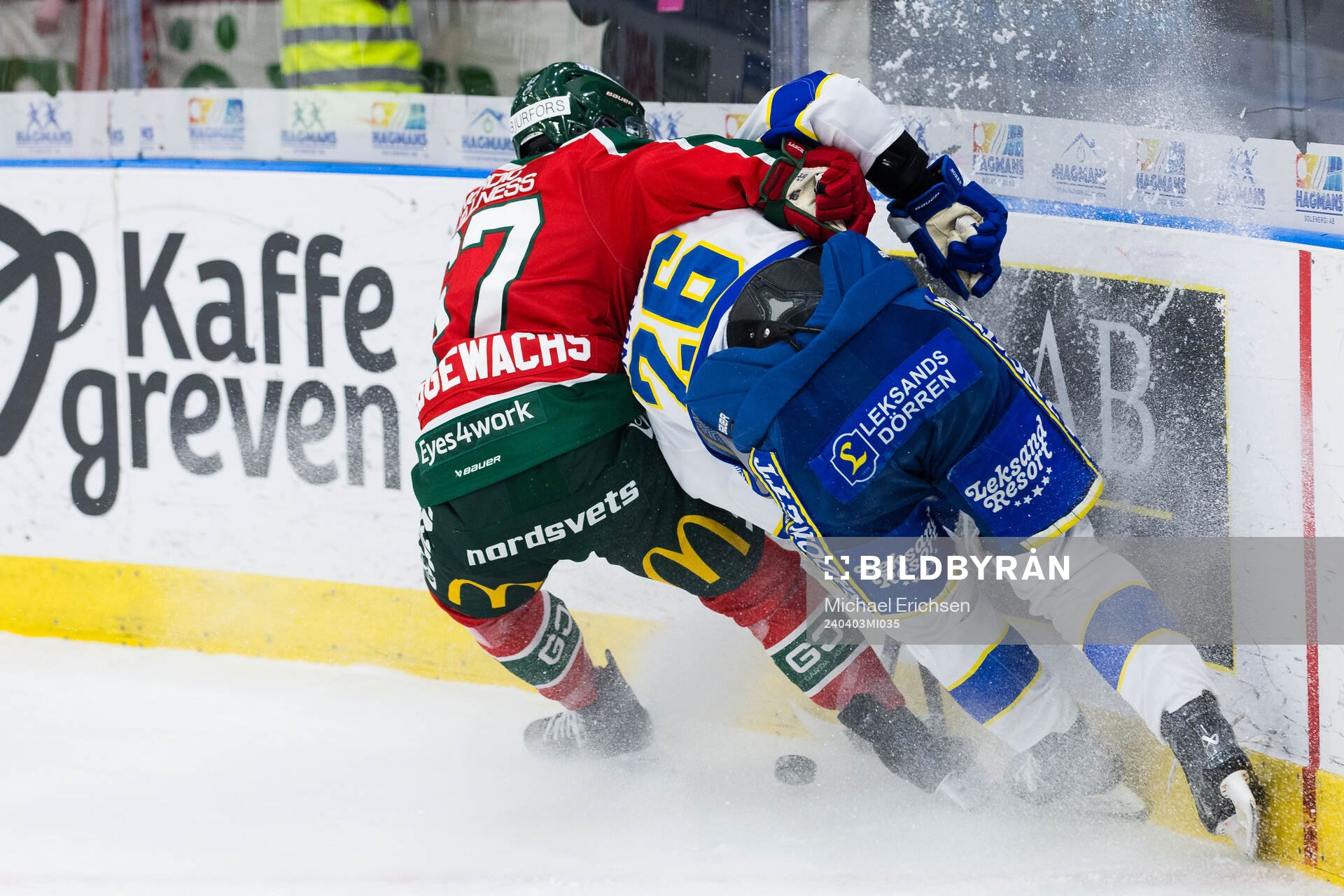 Frölundas Jayden Halbgewachs och Leksands Patrik Norén