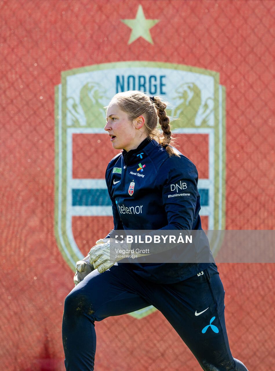 Goalkeeper Aurora Mikalsen of the Norwegian women's