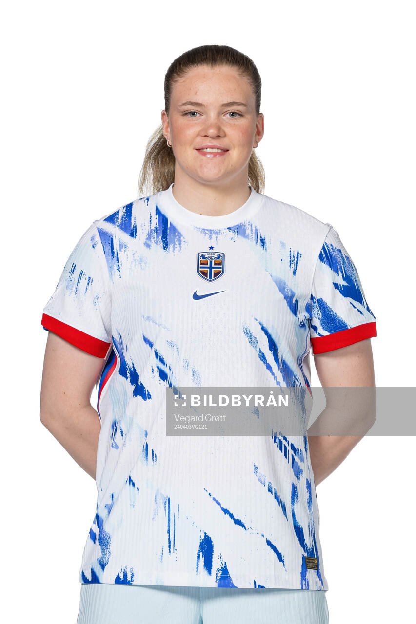 Signe Gaupset of the Norwegian women's national football team poses for a portrait on April 2, 2024 in Oslo. 