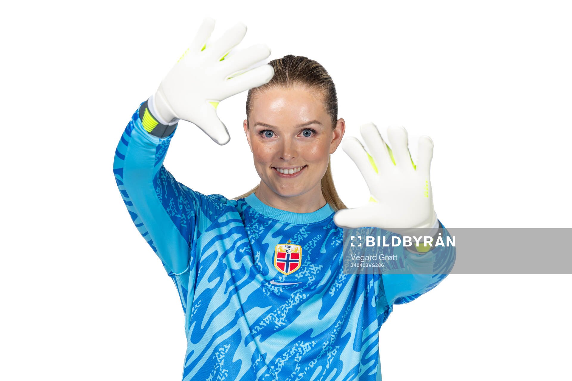 Goalkeeper Guro Pettersen of the Norwegian women's national