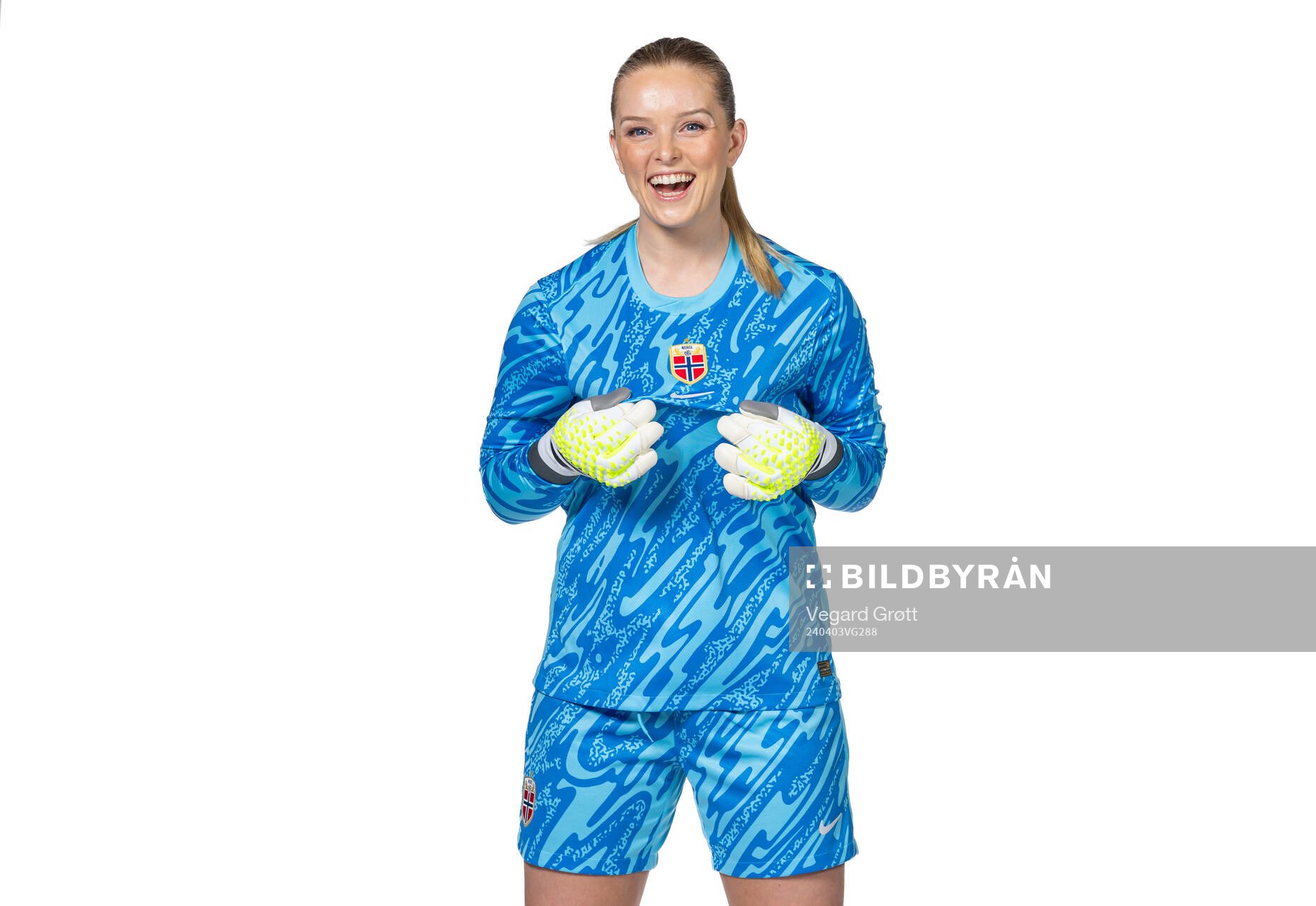 Goalkeeper Guro Pettersen of the Norwegian women's national