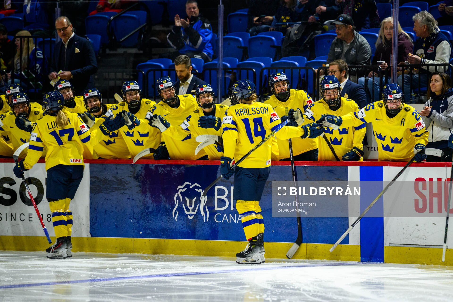 Sofie Lundin of Sweden celebrates with teammates