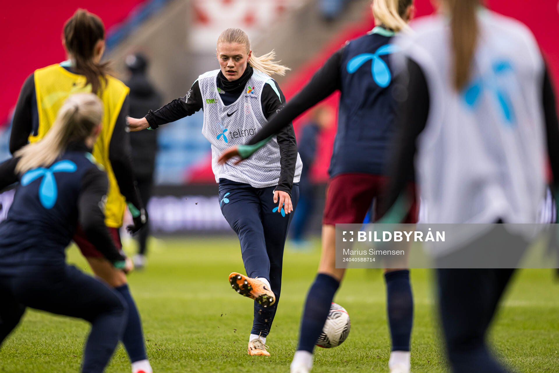 Mathilde Hauge Harviken of Norway warms up