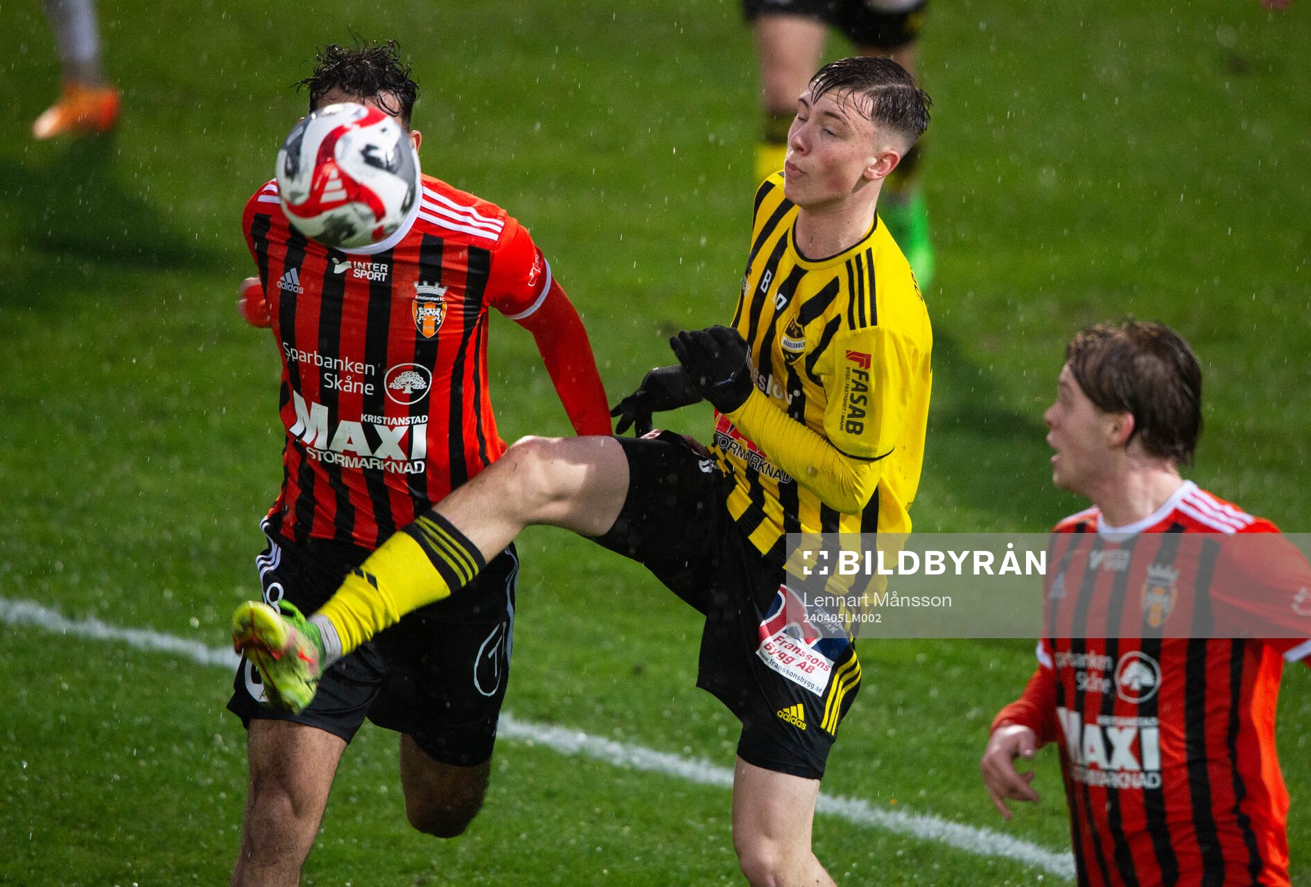 IFK Hässleholms Gustav Persson i matchen i div. 2 mellan IFK Hässleholm och Kristianstads FC i Hässleholm 5 april 2024.