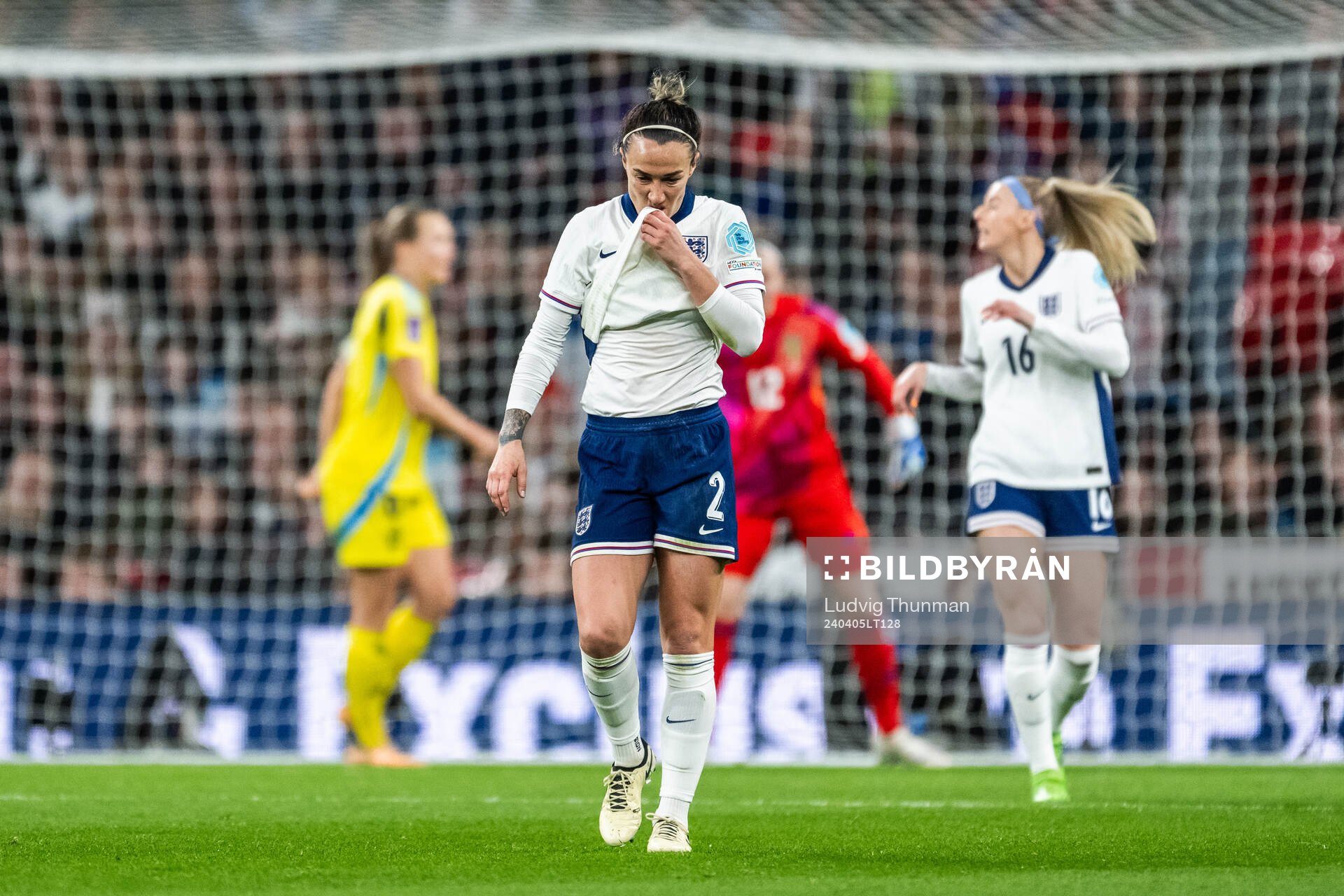 Lucy Bronze of England looks dejected