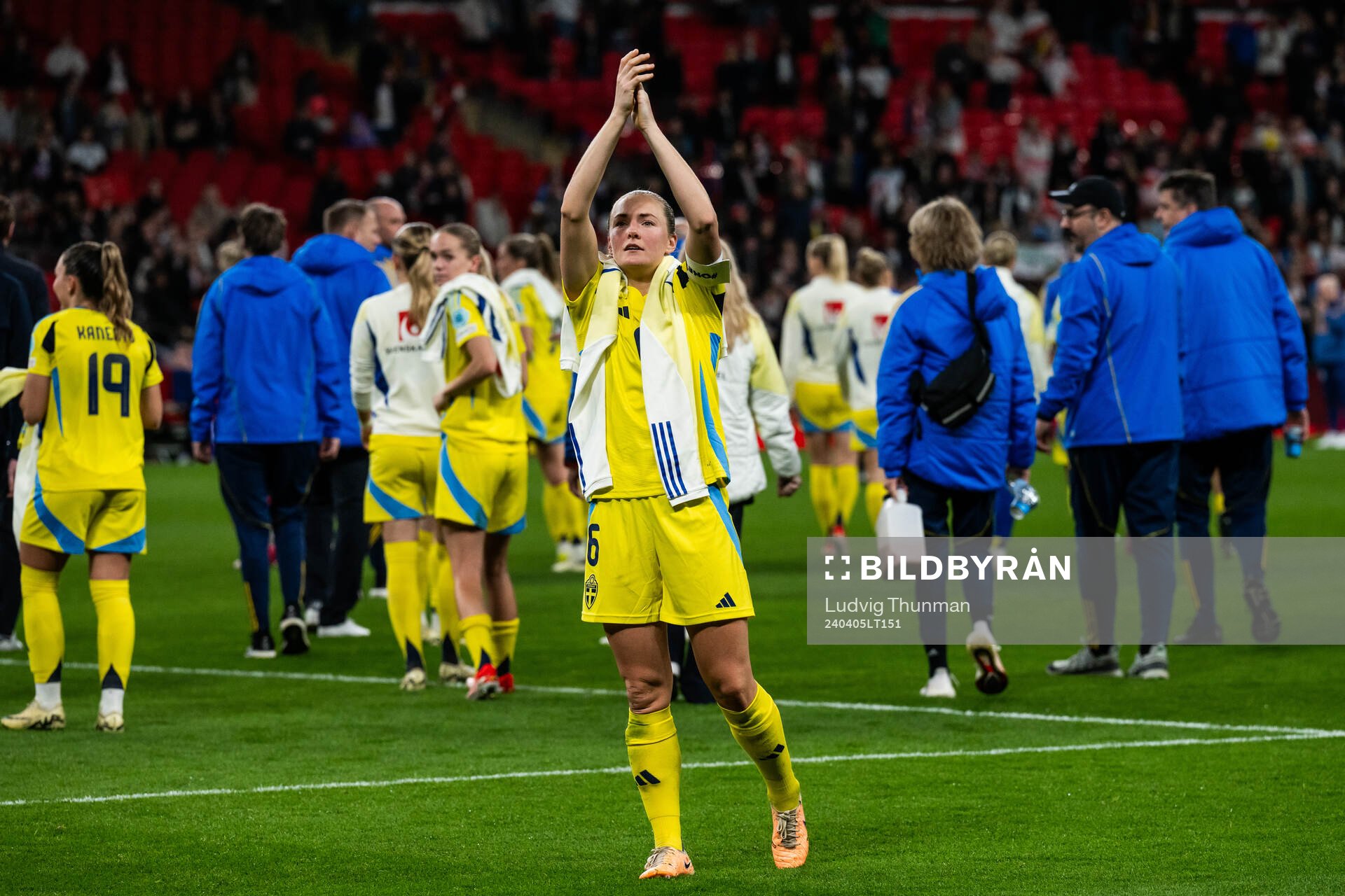 Magdalena Eriksson of Sweden recognizes the audience