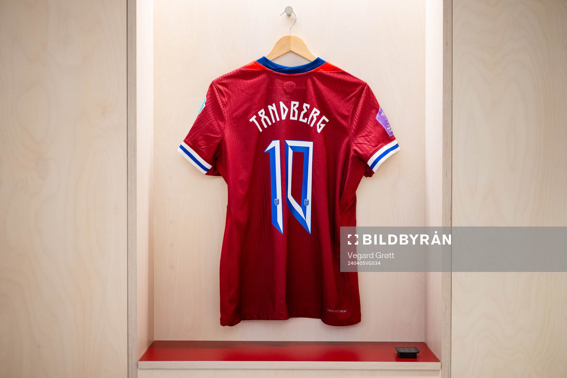 The kit of Cathinka Tandberg of Norway in the dressing room
