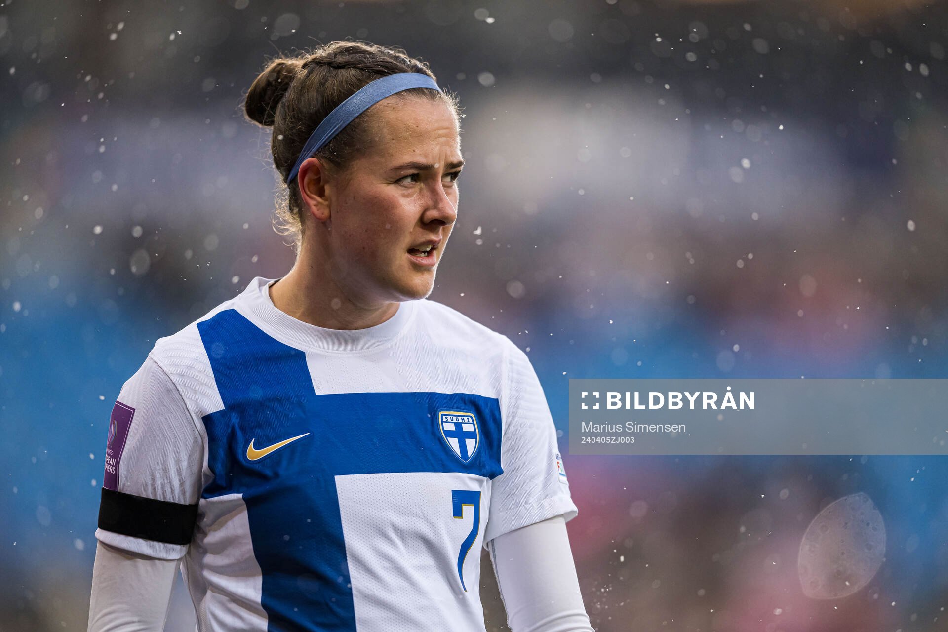 Joanna Tynnilä of Finland during the UEFA Women's Euro Qualifier football match between Norway and Finland on April 5, 2024 in Oslo.