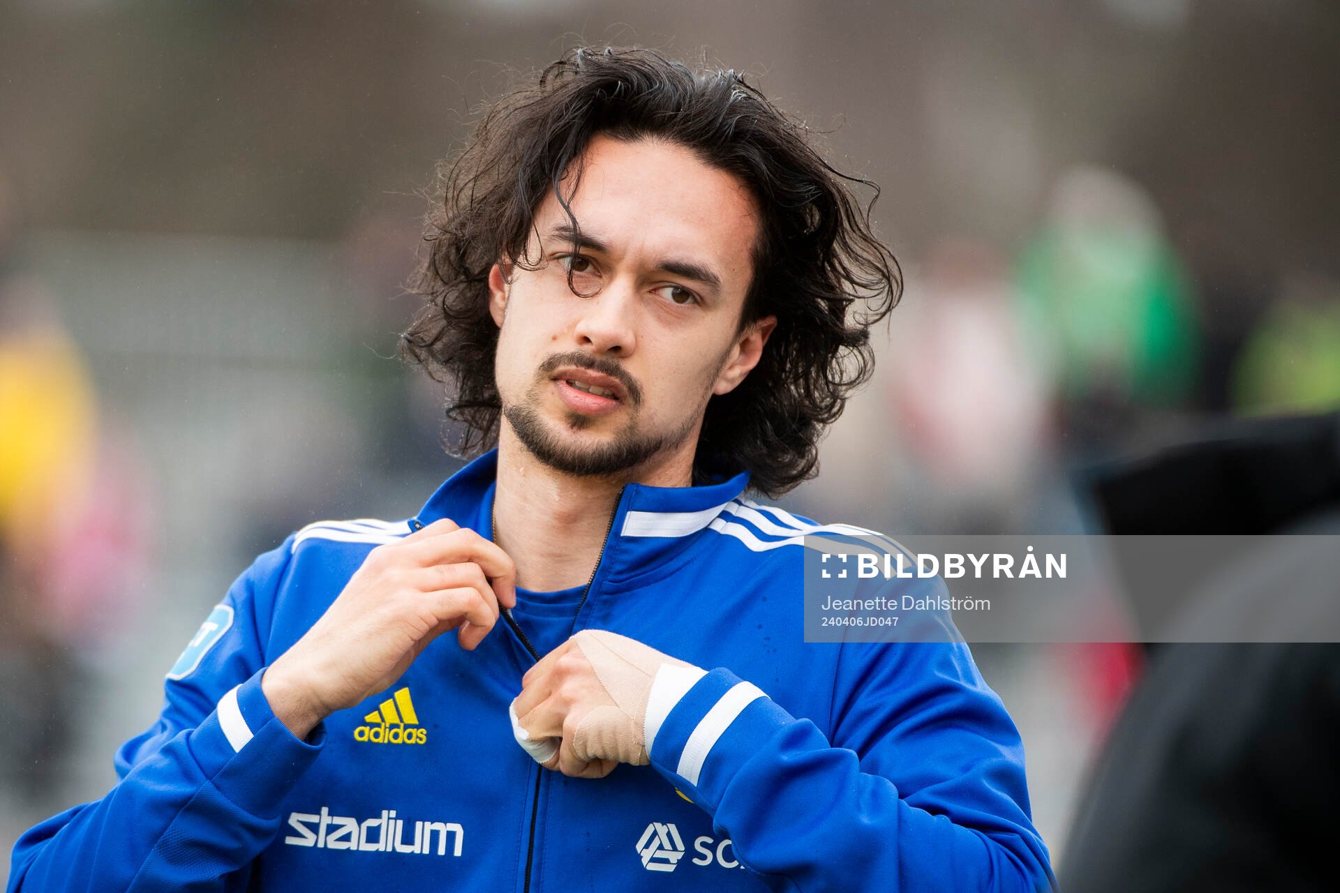 GIF Sundsvalls Monir Jelassi inför fotbollsmatchen i Superettan mellan Degerfors och GIF Sundsvall den 6 april 2024 i Degerfors.