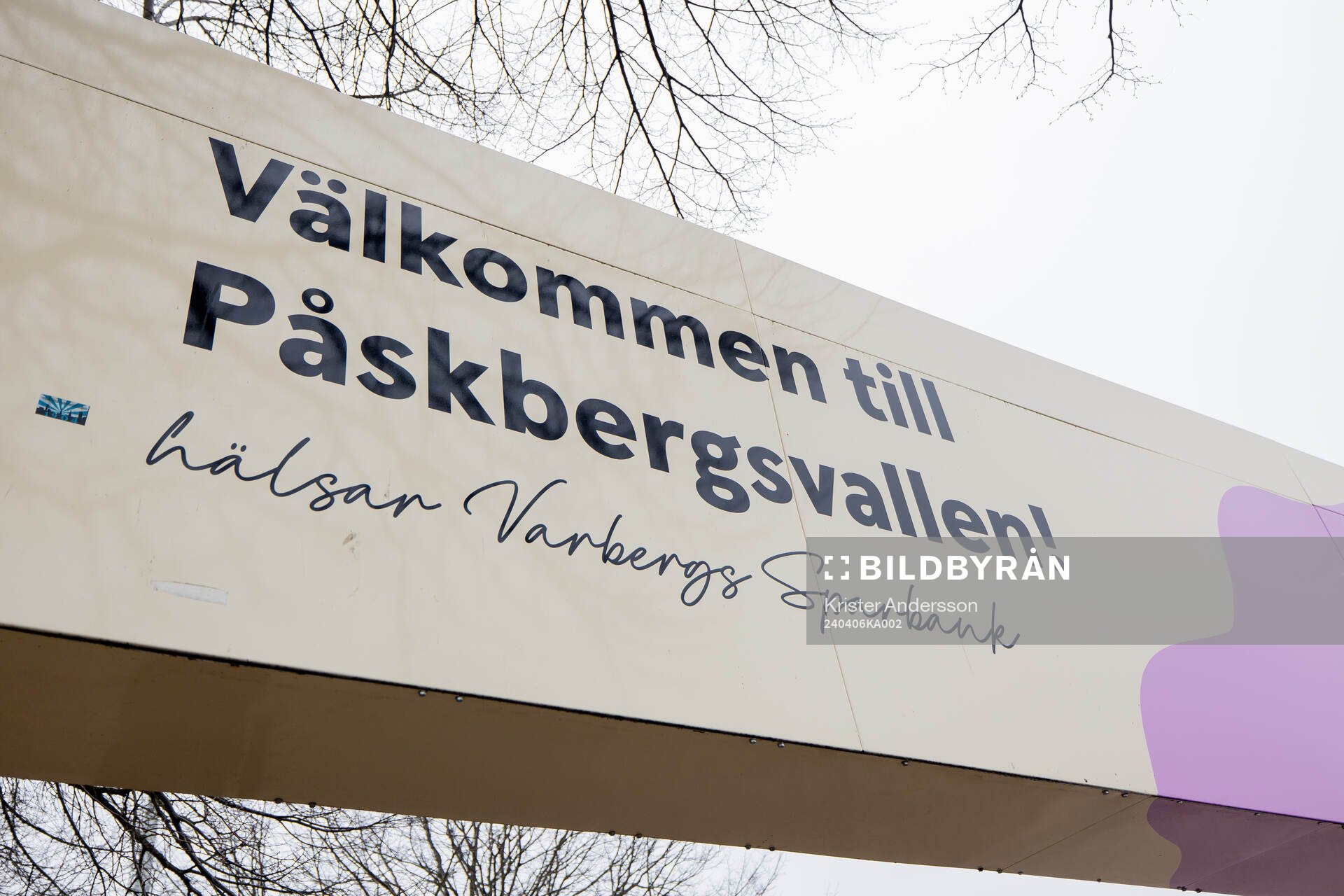 Påskbergsvallen inför fotbollsmatchen i Superettan mellan Varberg och Öster den 6 april 2024 i Varberg. 