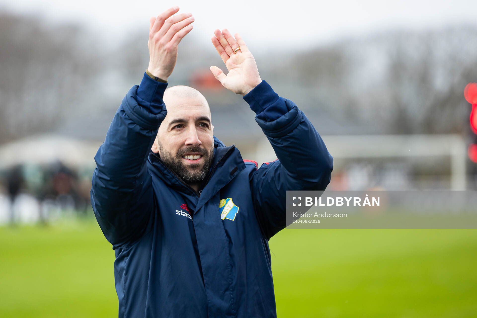 Östers tränare Martin Foyston jublar
