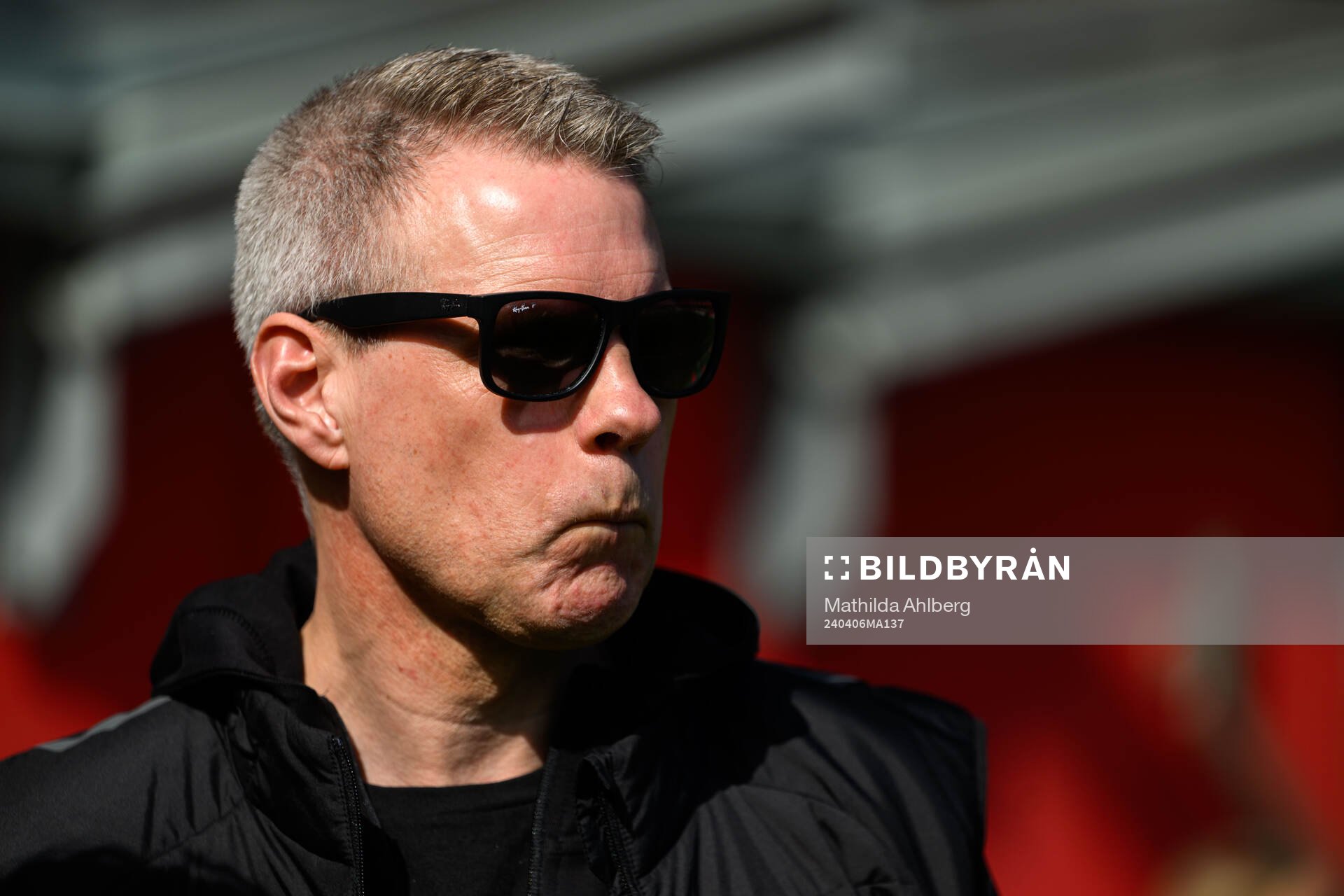 Helsingborgs ordförande Fredrik Karlsson inför fotbollsmatchen i Division 1 södra mellan Helsingborg och Trollhättan den 6 april 2024 i Helsingborg.