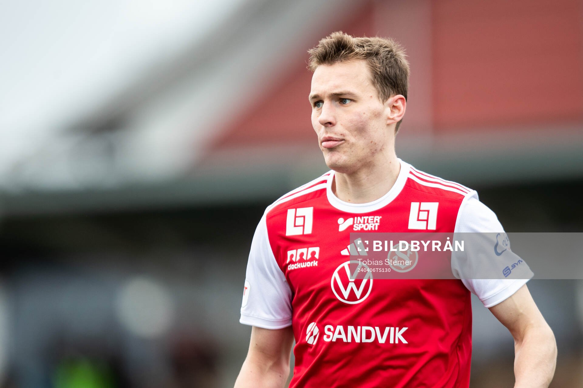 Sandvikens IFs Daniel Söderberg under fotbollsmatchen i Superettan mellan Sandvikens IF och Örebro den 6 april 2024 i Sandviken. 