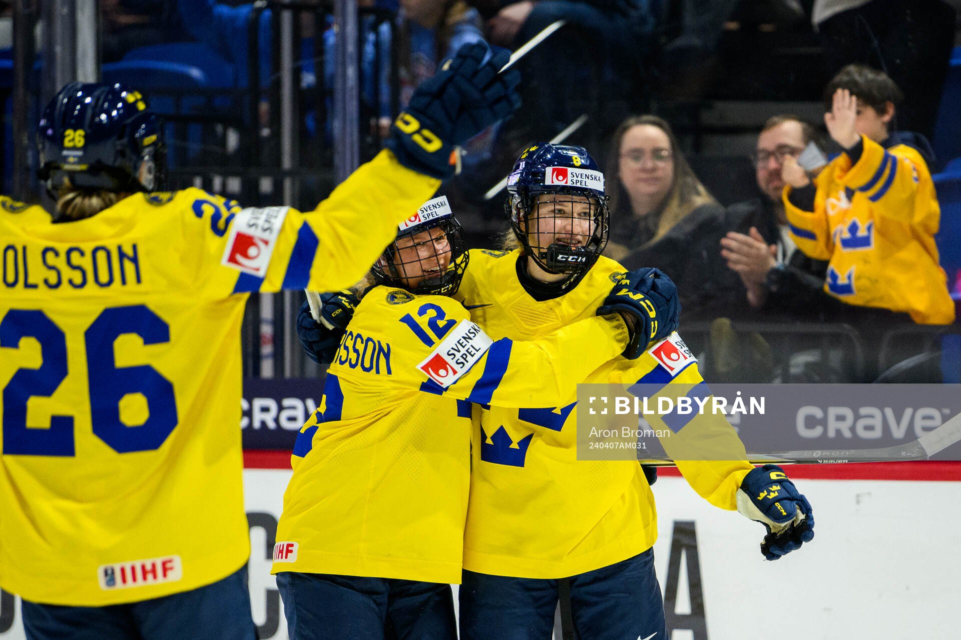 Hilda Svensson of Sweden celebrates with teammates
