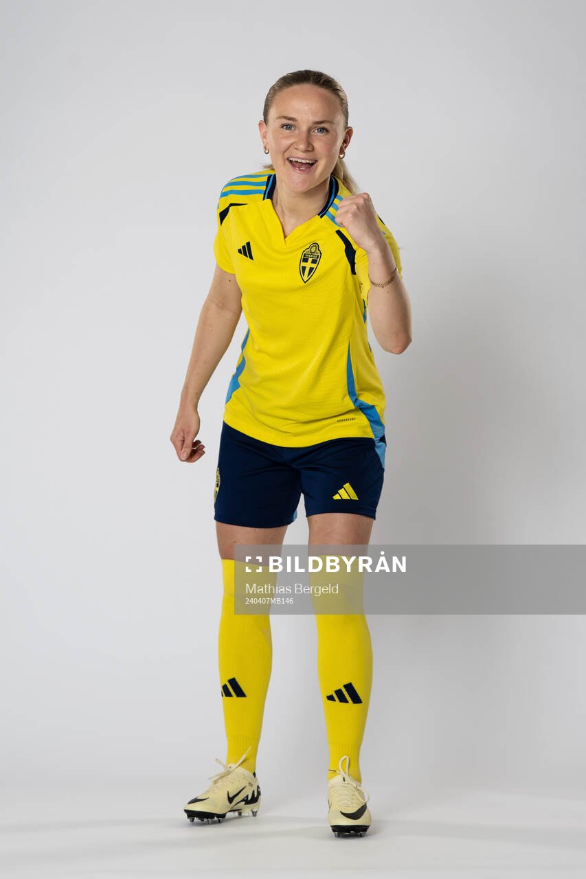 Matilda Vinberg of the Swedish women's national football team poses for a portrait on April 7, 2024 in Gothenburg. Editors note: This image has been retouched, objects hav been removed.