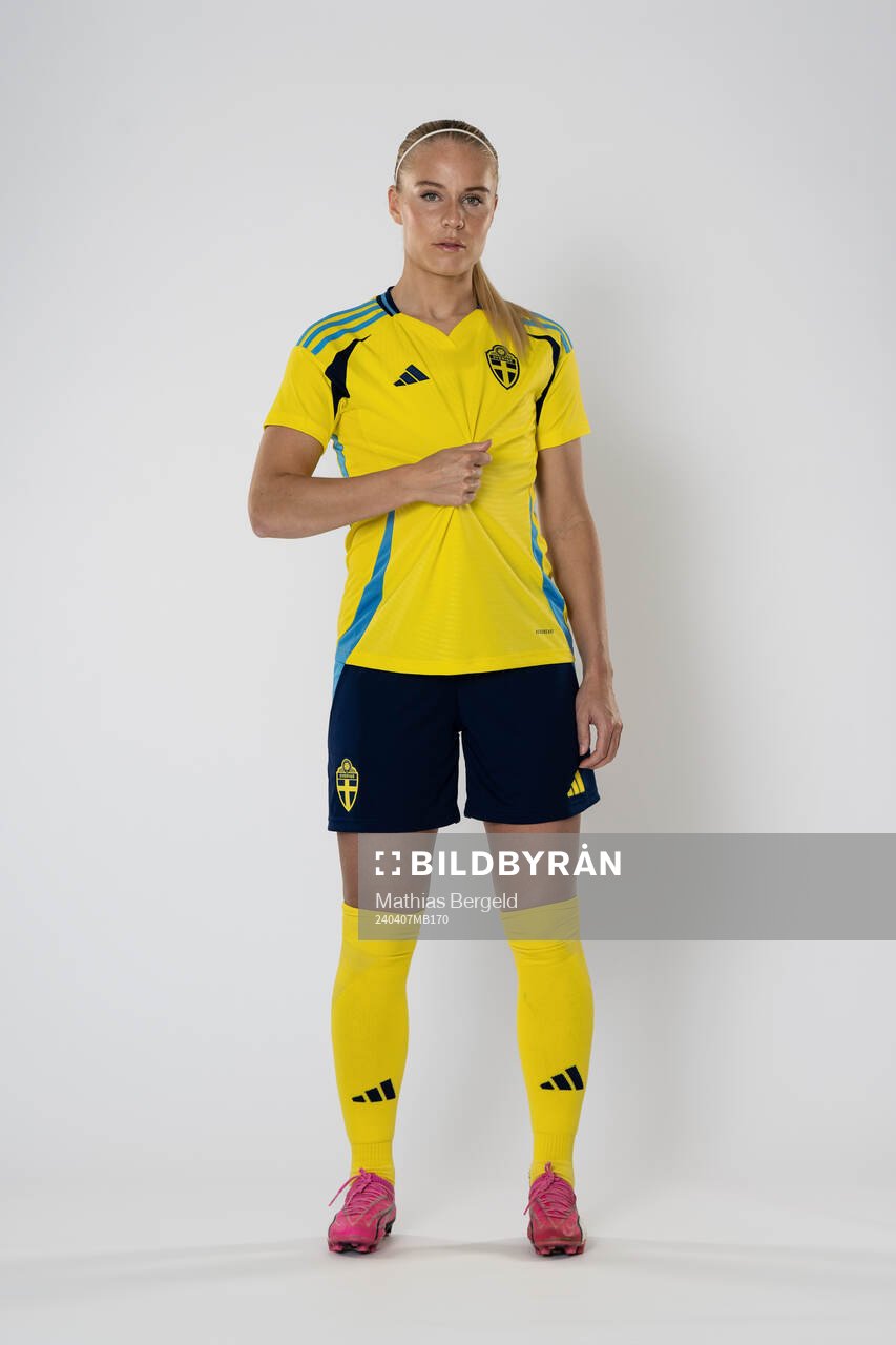 Stina Lennartsson of the Swedish women's national football team poses for a portrait on April 7, 2024 in Gothenburg. Editors note: This image has been retouched, objects have been removed.