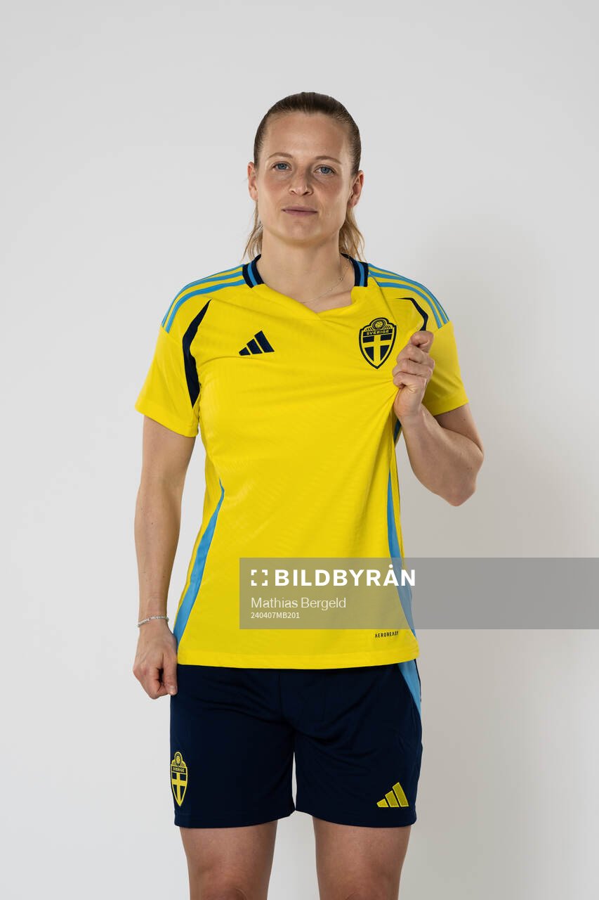 Anna Anvegård of the Swedish women's national football team poses for a portrait on April 7, 2024 in Gothenburg.
