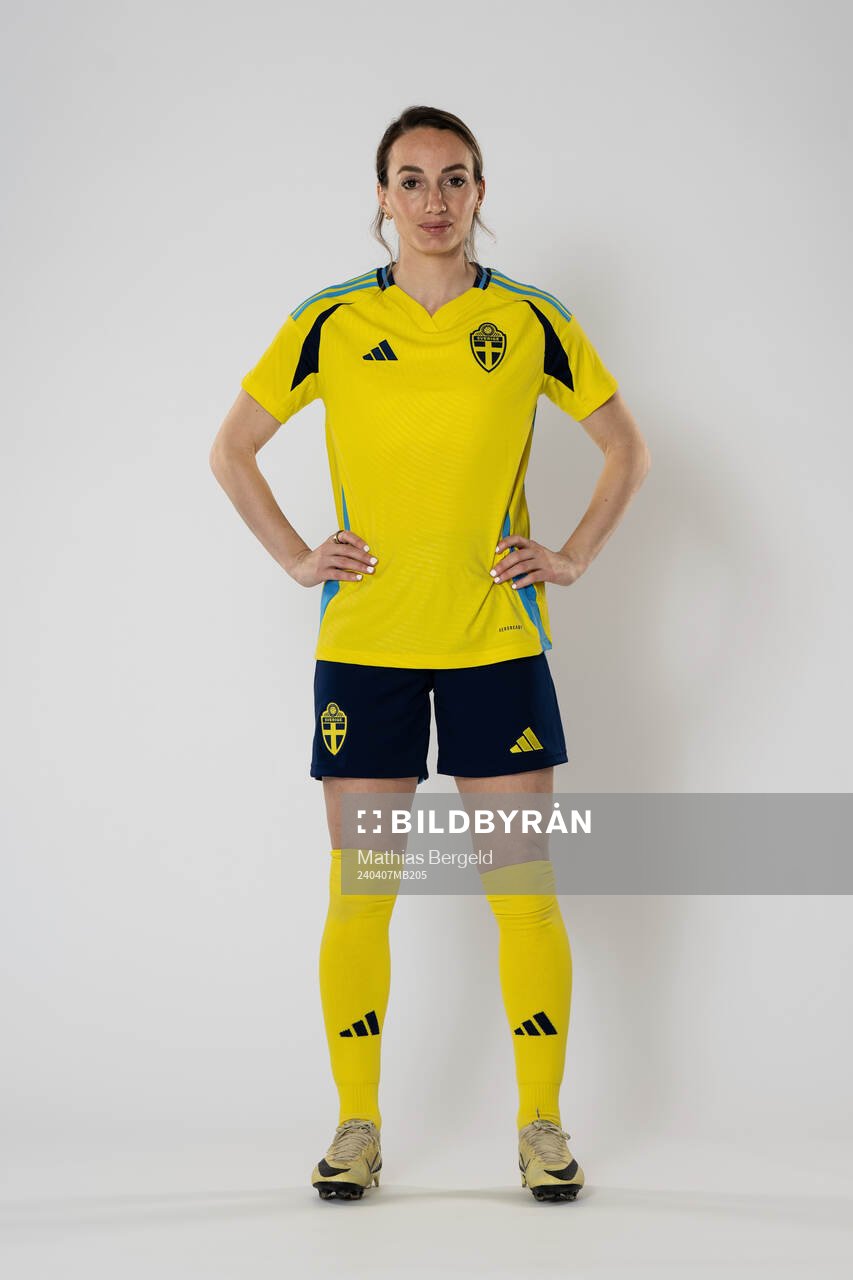 Kosovare Asllani of the Swedish women's national football team poses for a portrait on April 7, 2024 in Gothenburg. Editors note: This image has been retouched, objects have been removed.